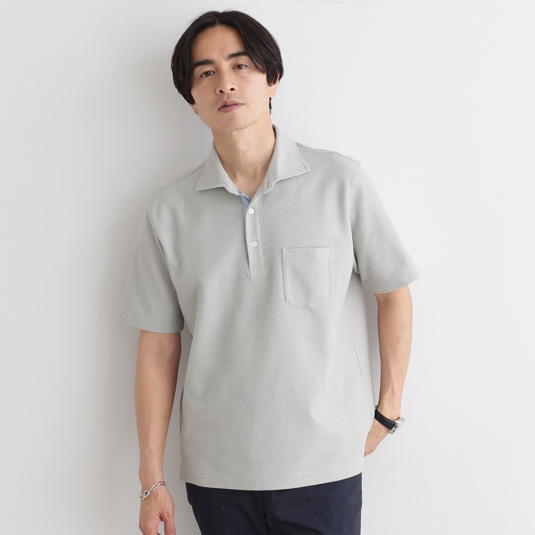 タケオキクチ TAKEO KIKUCHI 【抗菌防臭／7色5サイズ展開】ハニカムメランジ ポロシャツ （ライトグレー(011)） ライトグレー(011)