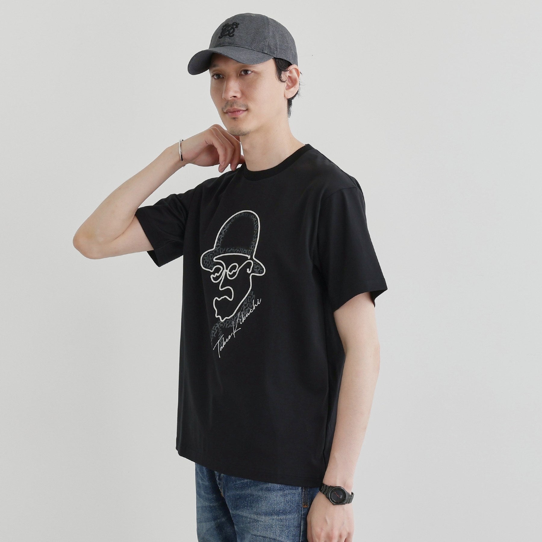 タケオキクチ TAKEO KIKUCHI 【Sサイズ～】フェイスロープ刺繍 天竺Tシャツ （ブラック(019)） ブラック(019)