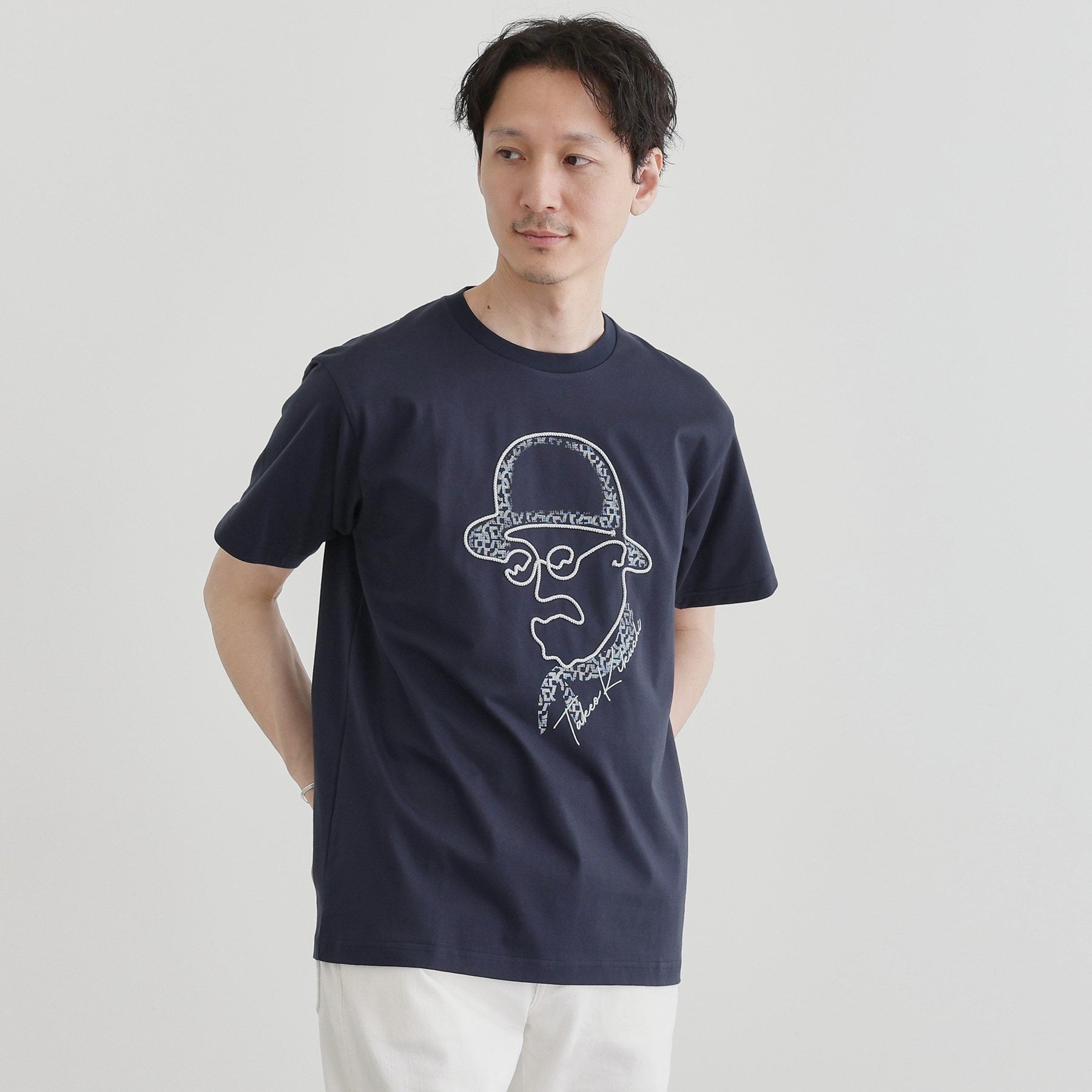 タケオキクチ TAKEO KIKUCHI 【Sサイズ～】フェイスロープ刺繍 天竺Tシャツ （ブラック(019)） ブラック(019)