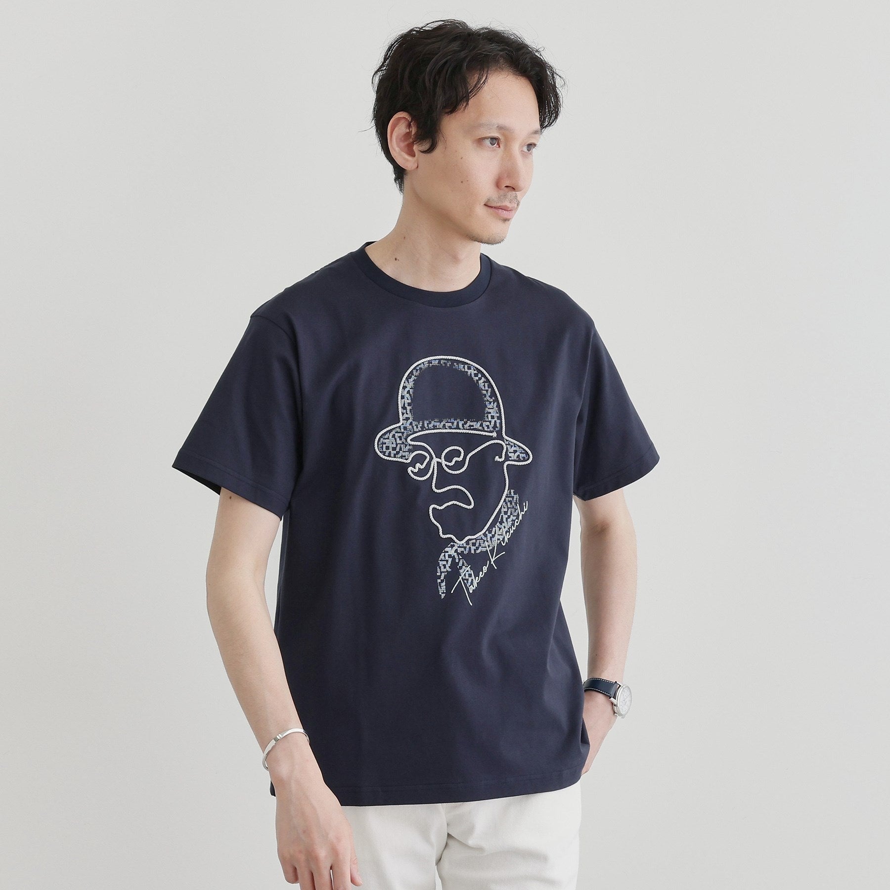タケオキクチ TAKEO KIKUCHI 【Sサイズ～】フェイスロープ刺繍 天竺Tシャツ （ネイビー(094)） ネイビー(094)