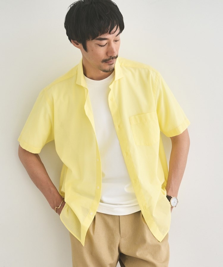 タケオキクチ TAKEO KIKUCHI 接触冷感付き ローン 半袖シャツ （ライトイエロー(030)） ライトイエロー(030)