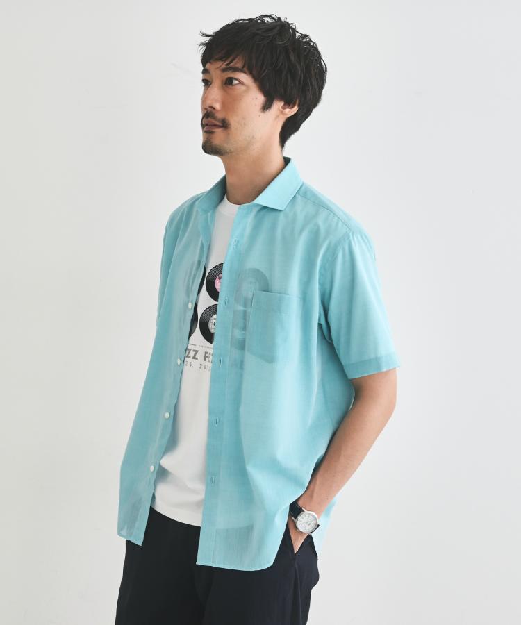 タケオキクチ TAKEO KIKUCHI 接触冷感付き ローン 半袖シャツ （ブルーグリーン(097)） ブルーグリーン(097)