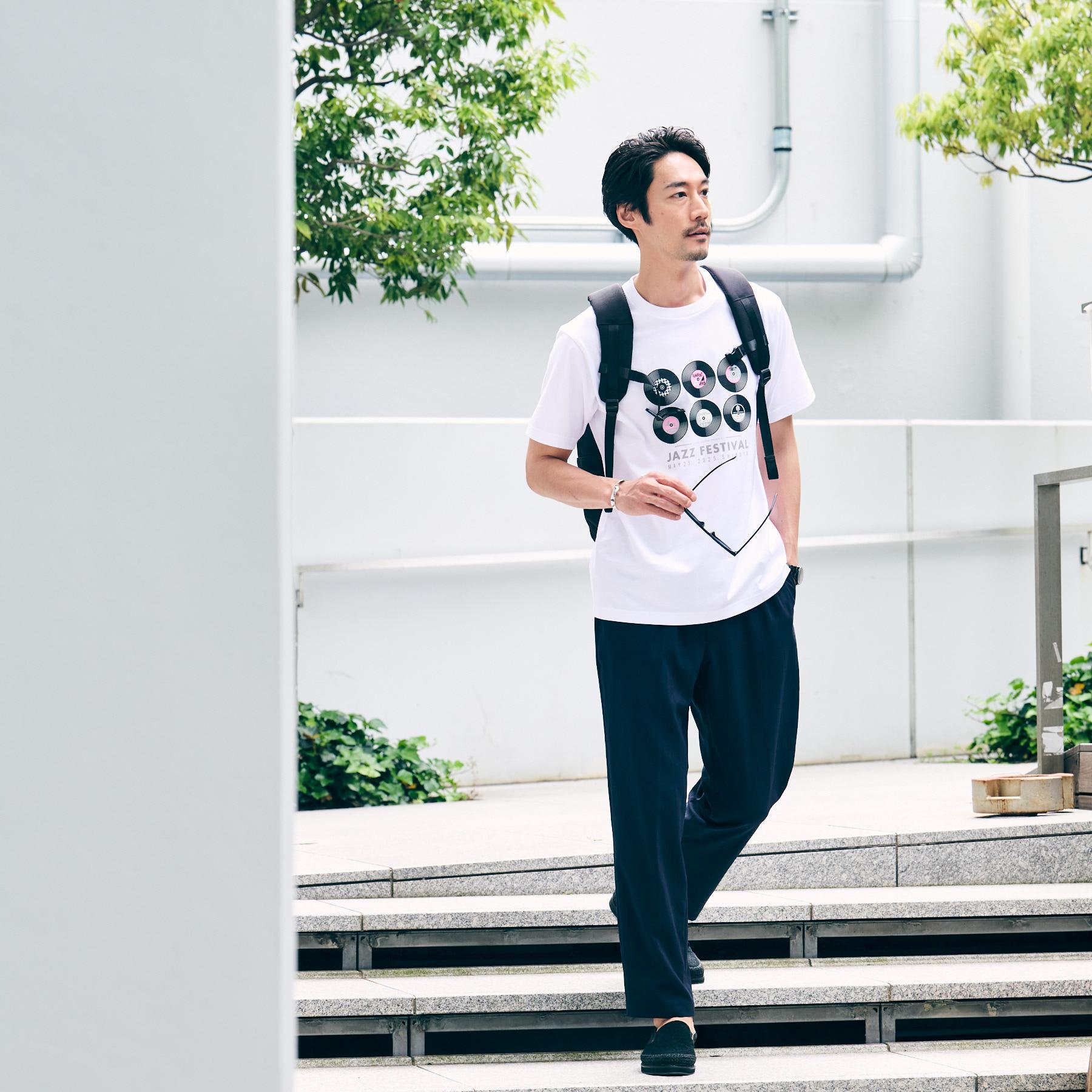 タケオキクチ TAKEO KIKUCHI レコードプリント 天竺 Tシャツ （ホワイト(001)） ホワイト(001)