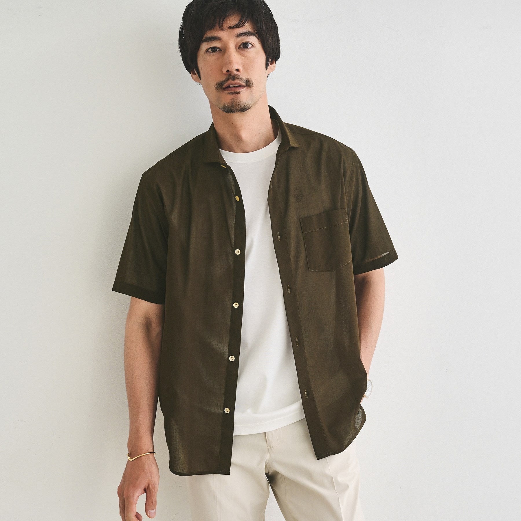 タケオキクチ TAKEO KIKUCHI 接触冷感付き ローン 半袖シャツ （ブラウン(044)） ブラウン(044)