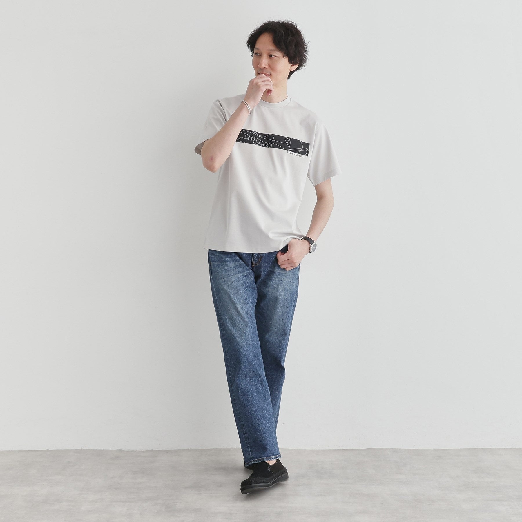 タケオキクチ TAKEO KIKUCHI バープリントポンチTシャツ （チャコールグレー(014)） チャコールグレー(014)