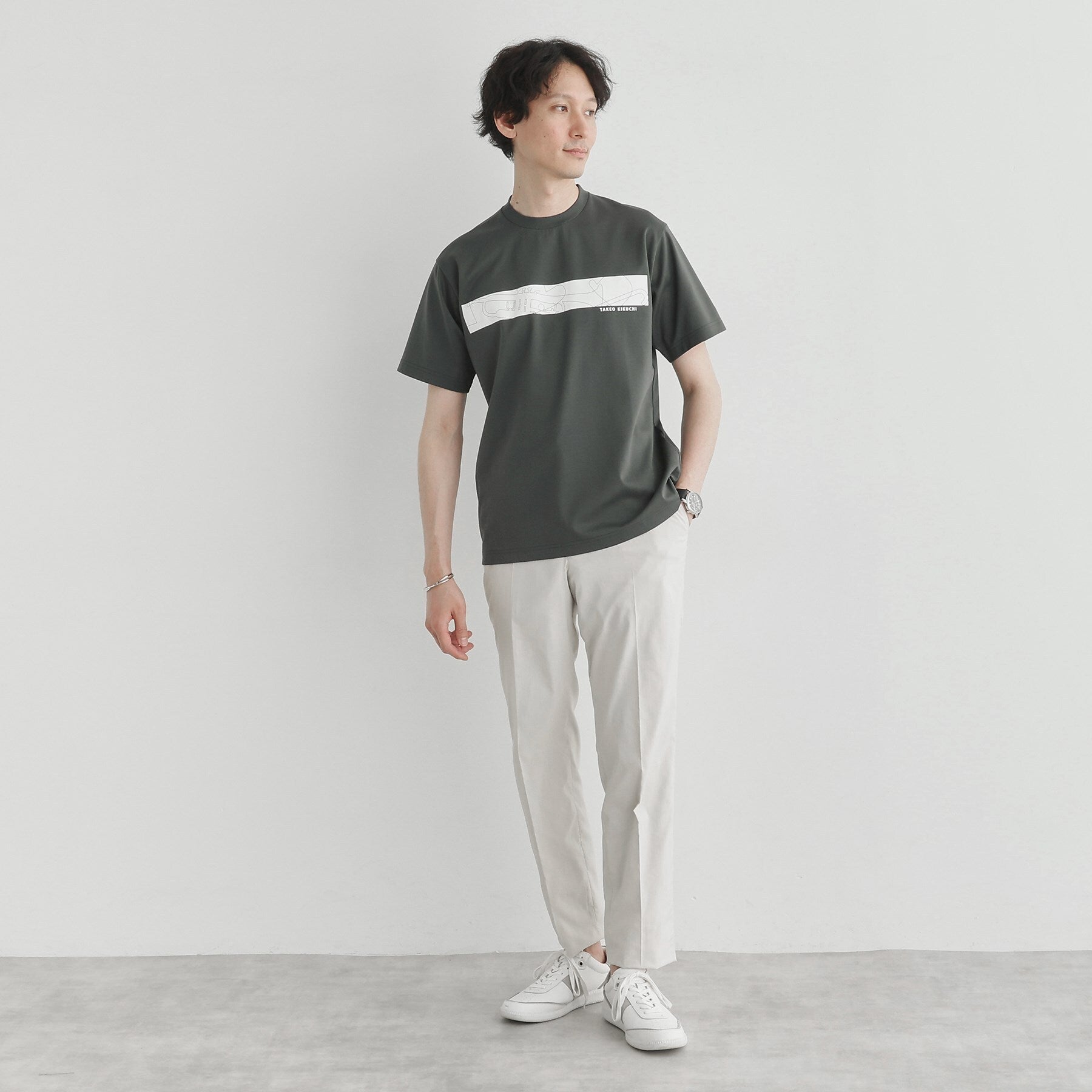 タケオキクチ TAKEO KIKUCHI バープリントポンチTシャツ （チャコールグレー(014)） チャコールグレー(014)