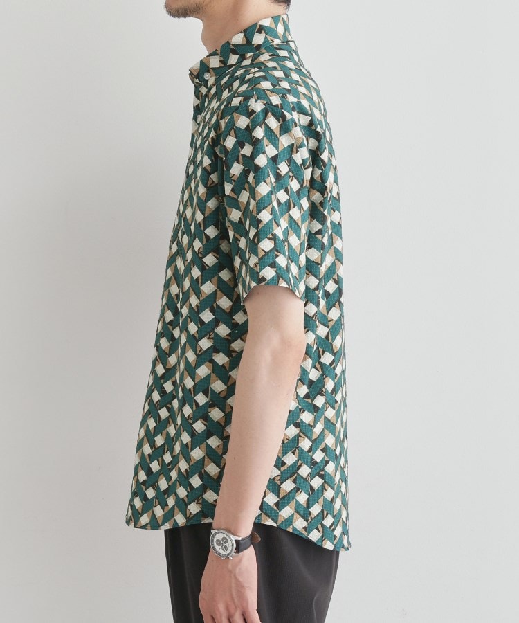 タケオキクチ TAKEO KIKUCHI 【通気性】籠目アート柄 サッカーシャツ （マスタード(133)） マスタード(133)