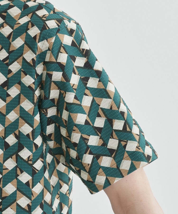 タケオキクチ TAKEO KIKUCHI 【通気性】籠目アート柄 サッカーシャツ （マスタード(133)） マスタード(133)