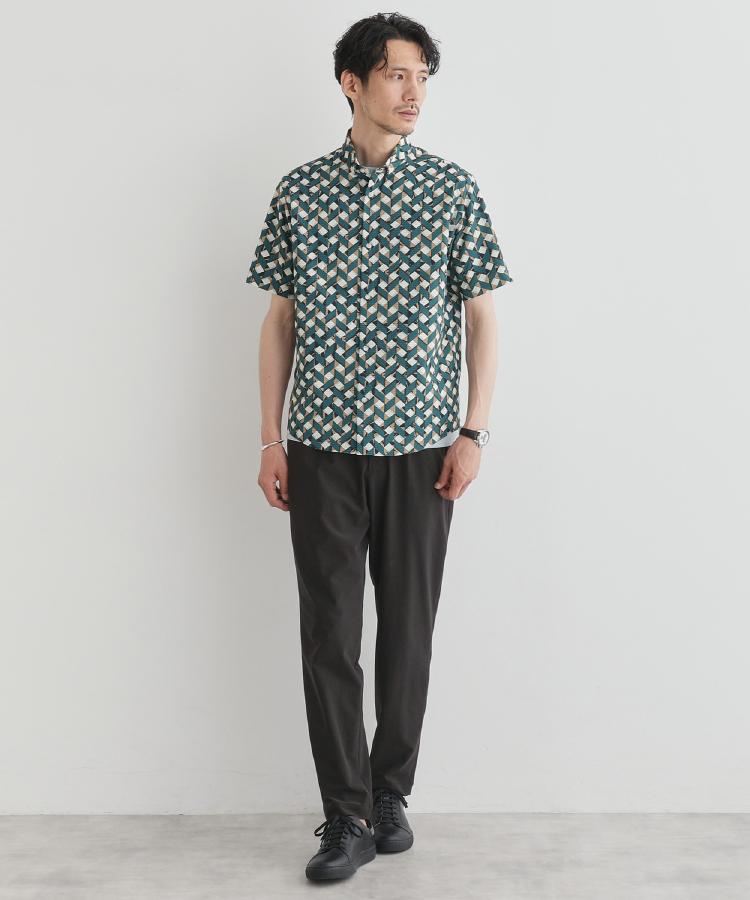 タケオキクチ TAKEO KIKUCHI 【通気性】籠目アート柄 サッカーシャツ （マスタード(133)） マスタード(133)