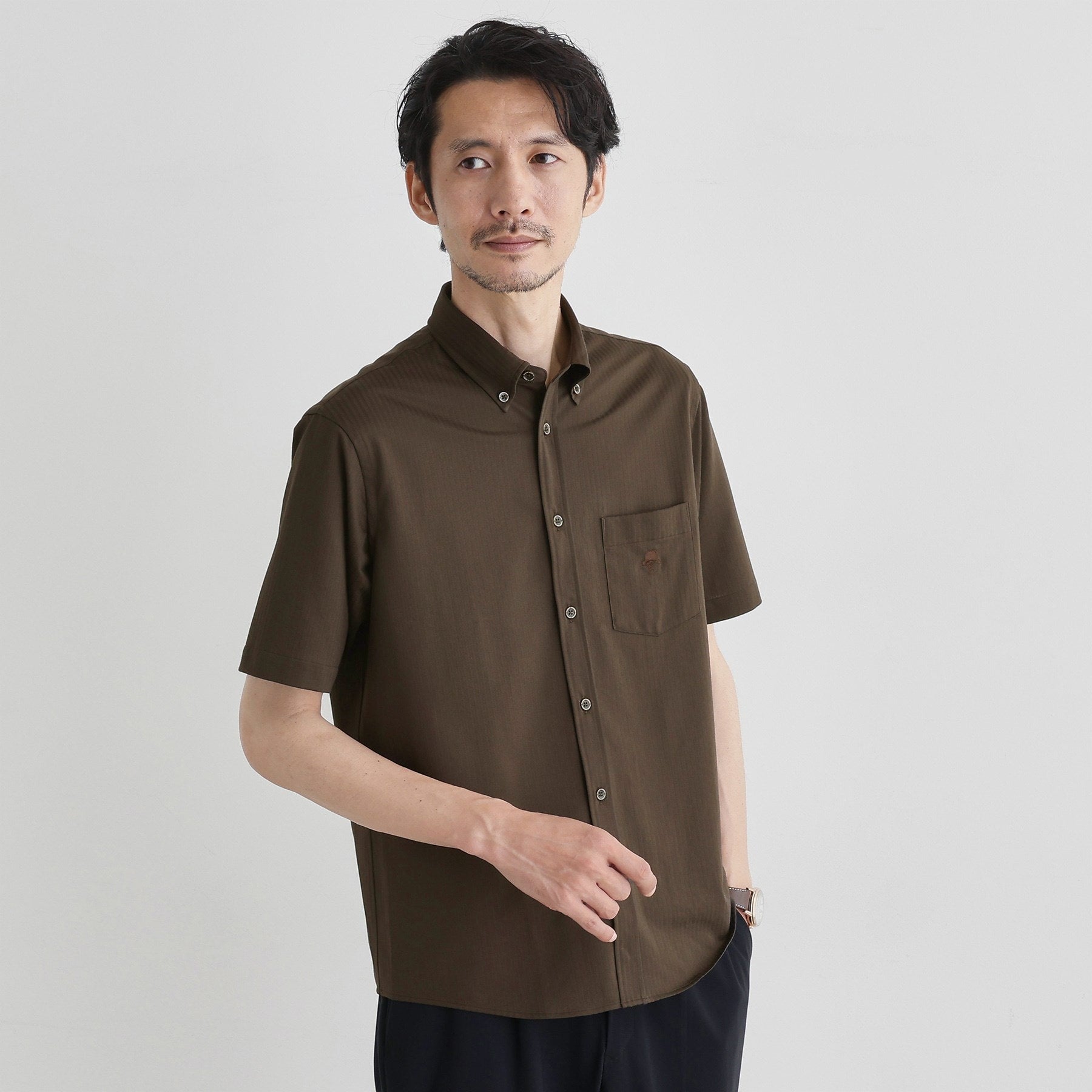 タケオキクチ TAKEO KIKUCHI 【接触冷感】ストライプジャージ ボタンダウンシャツ （ネイビー(394)） ネイビー(394)