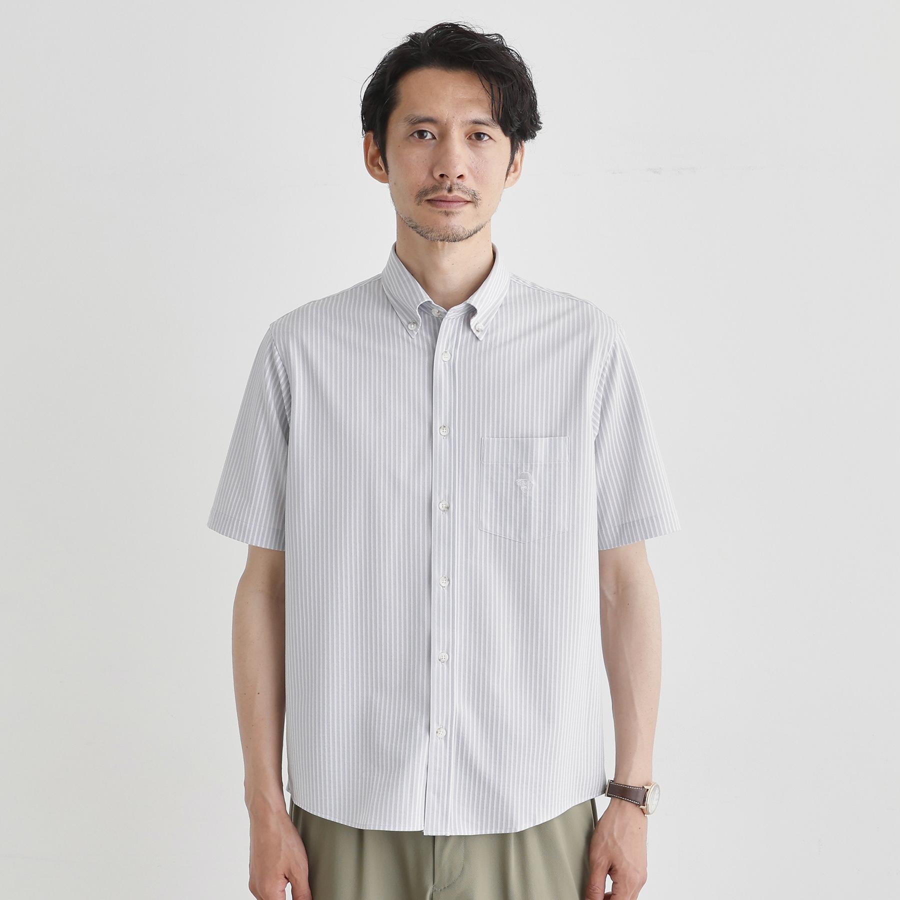 タケオキクチ TAKEO KIKUCHI 【接触冷感】ストライプジャージ ボタンダウンシャツ （ネイビー(394)） ネイビー(394)