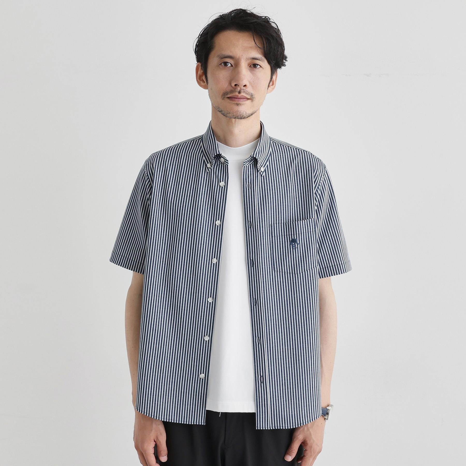 タケオキクチ TAKEO KIKUCHI 【接触冷感】ストライプジャージ ボタンダウンシャツ （ネイビー(394)） ネイビー(394)