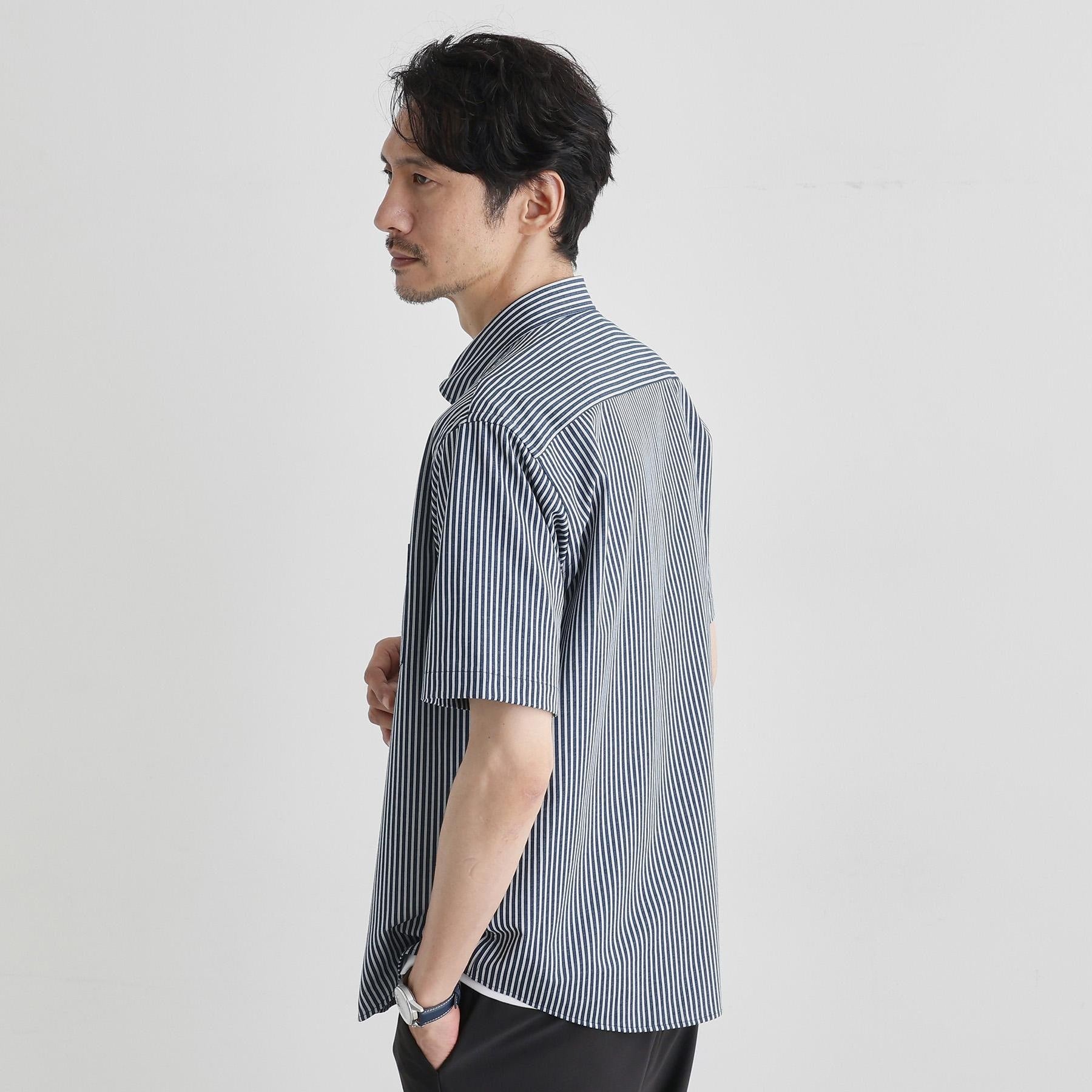 タケオキクチ TAKEO KIKUCHI 【接触冷感】ストライプジャージ ボタンダウンシャツ （ネイビー(394)） ネイビー(394)