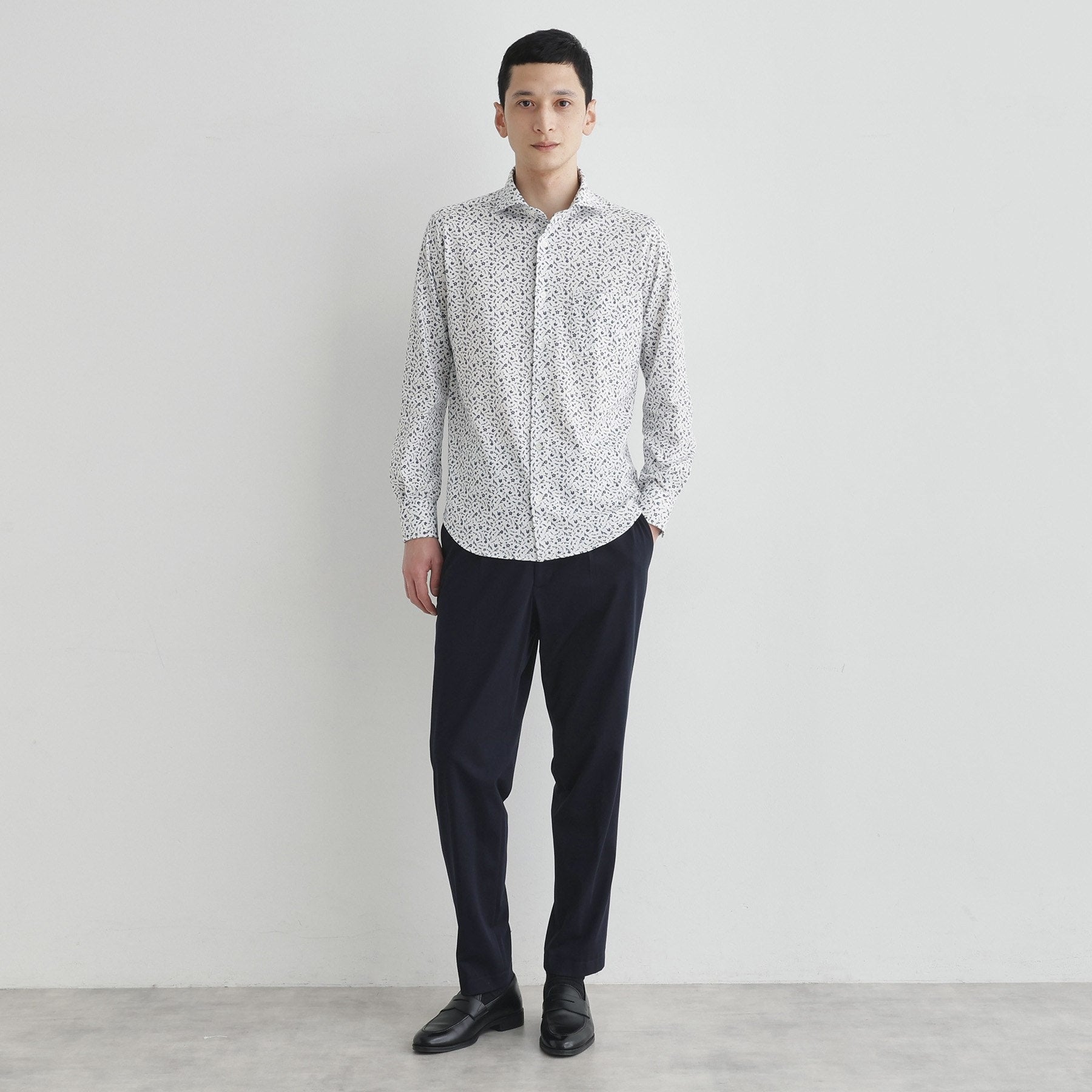 タケオキクチ TAKEO KIKUCHI クールマックス 鹿の子 プリント シャツ （ホワイト(001)） ホワイト(001)