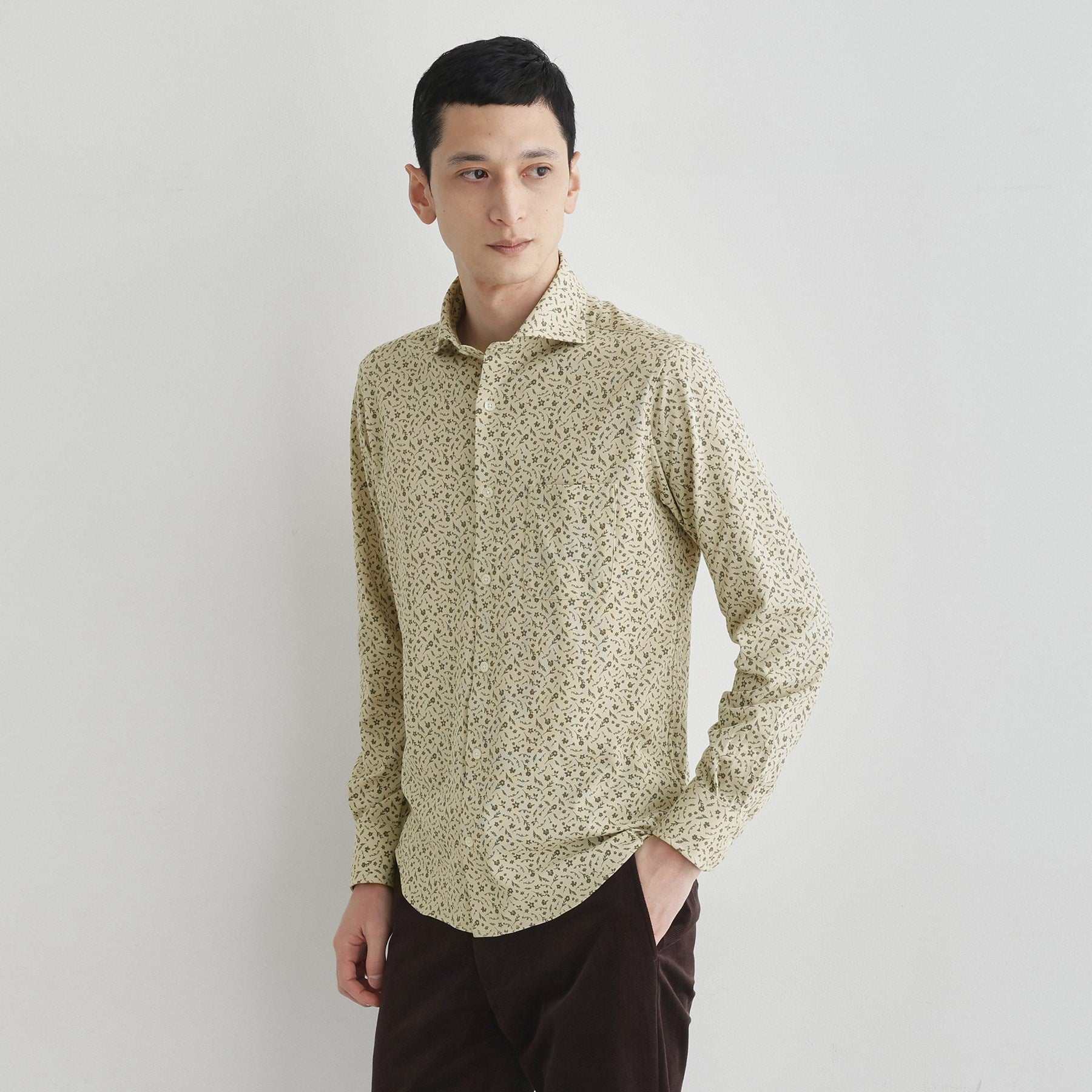 タケオキクチ TAKEO KIKUCHI クールマックス 鹿の子 プリント シャツ （ホワイト(001)） ホワイト(001)