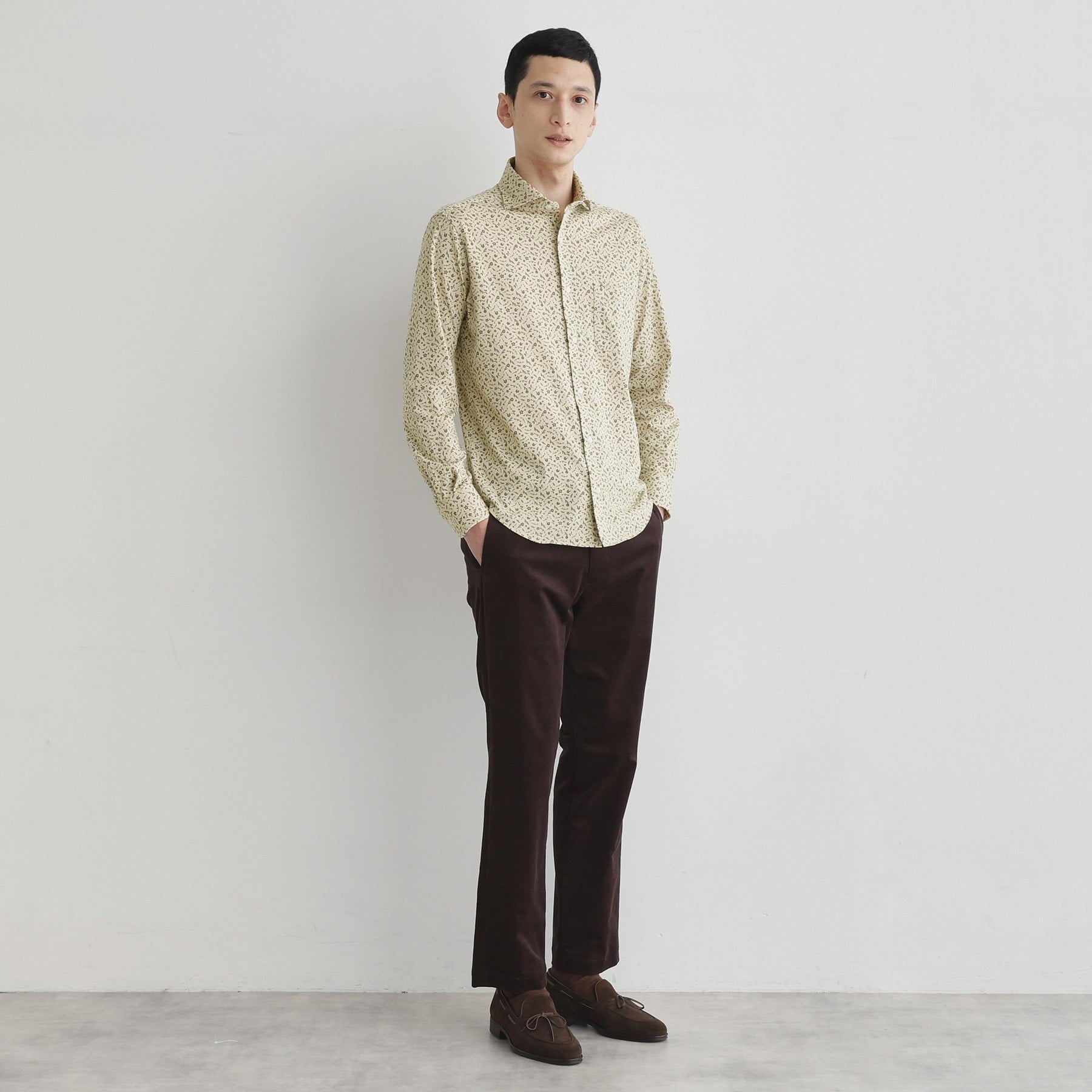 タケオキクチ TAKEO KIKUCHI クールマックス 鹿の子 プリント シャツ （ホワイト(001)） ホワイト(001)