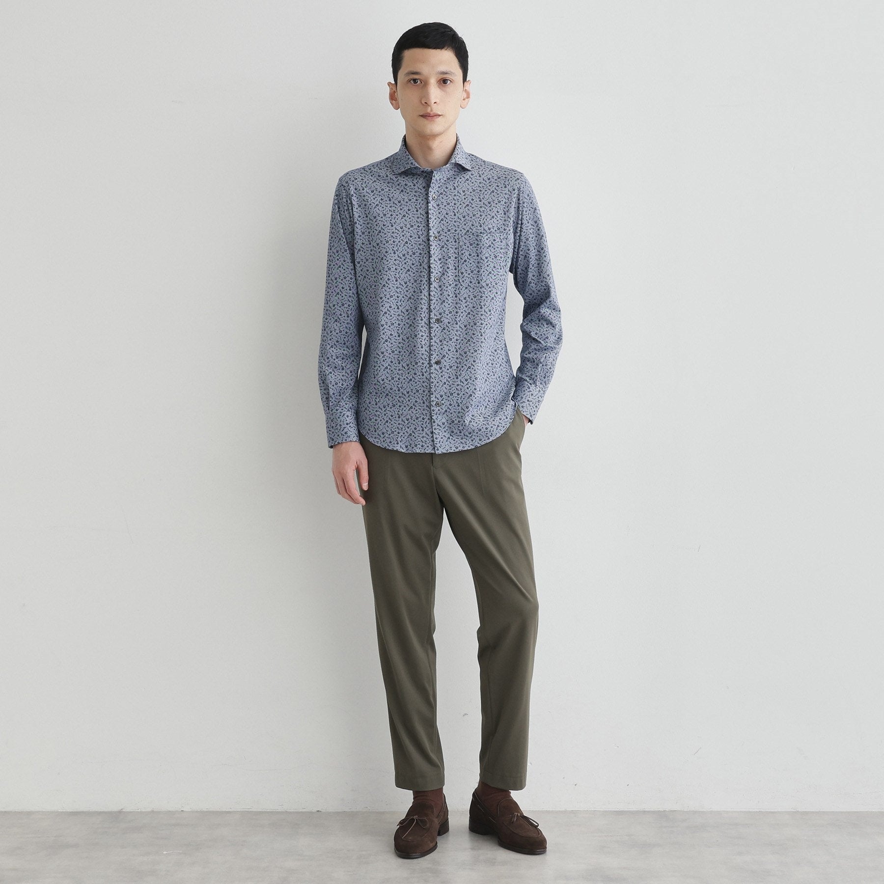 タケオキクチ TAKEO KIKUCHI クールマックス 鹿の子 プリント シャツ （ホワイト(001)） ホワイト(001)