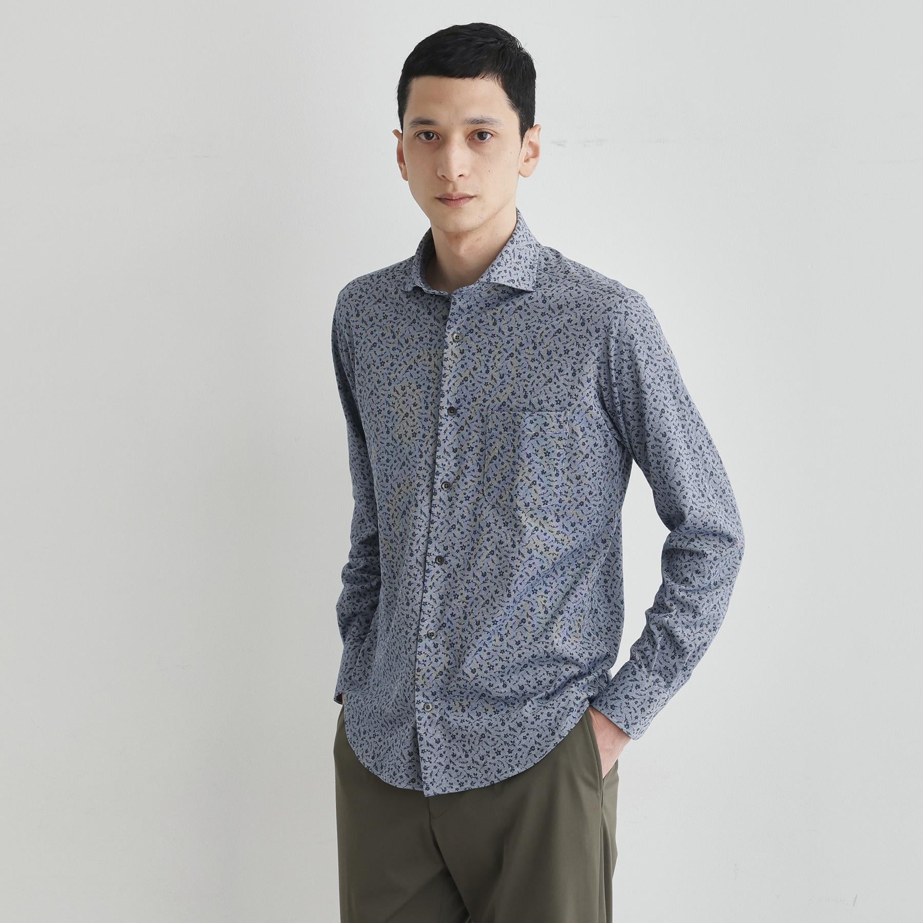 タケオキクチ TAKEO KIKUCHI クールマックス 鹿の子 プリント シャツ （ホワイト(001)） ホワイト(001)