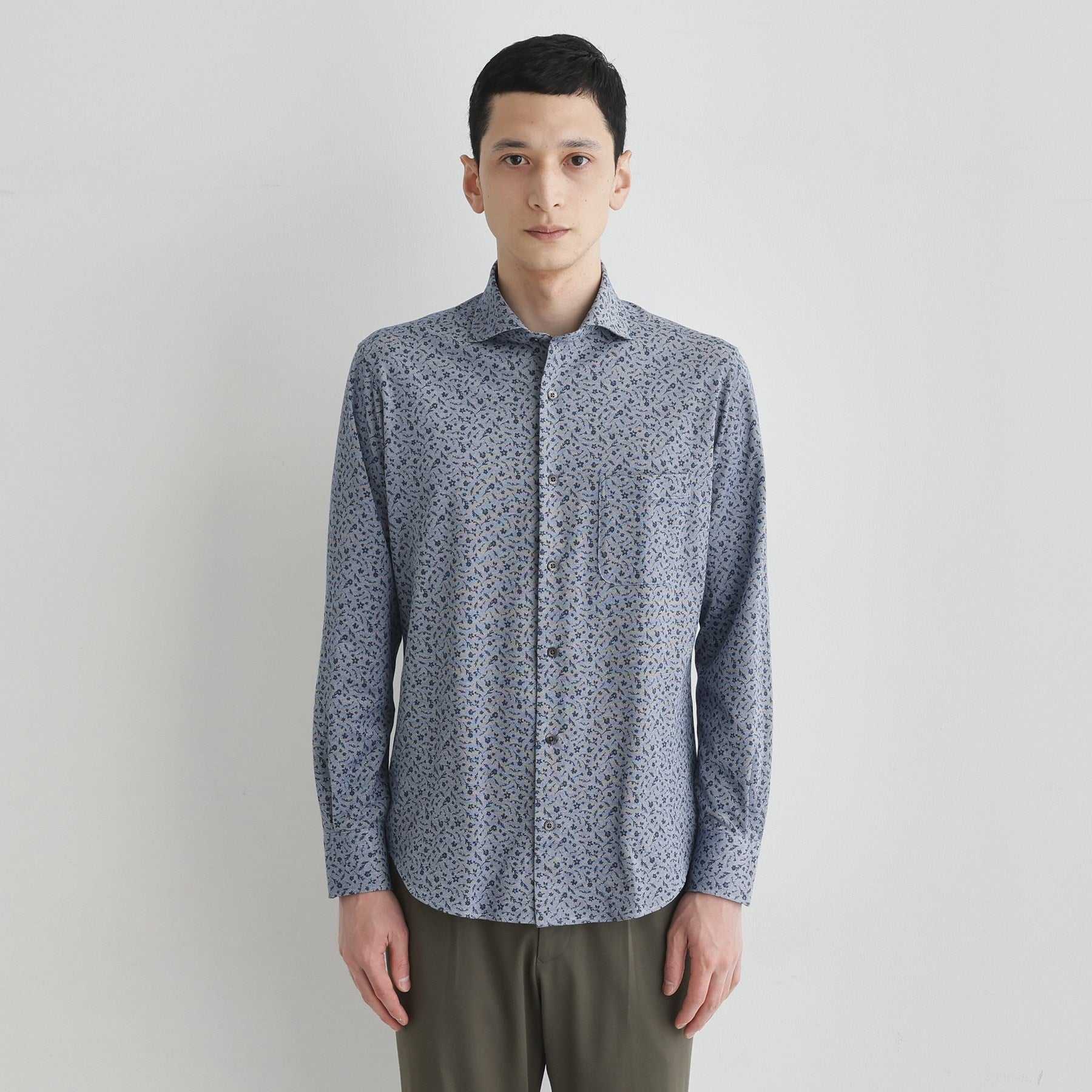 タケオキクチ TAKEO KIKUCHI クールマックス 鹿の子 プリント シャツ （ブルー(093)） ブルー(093)