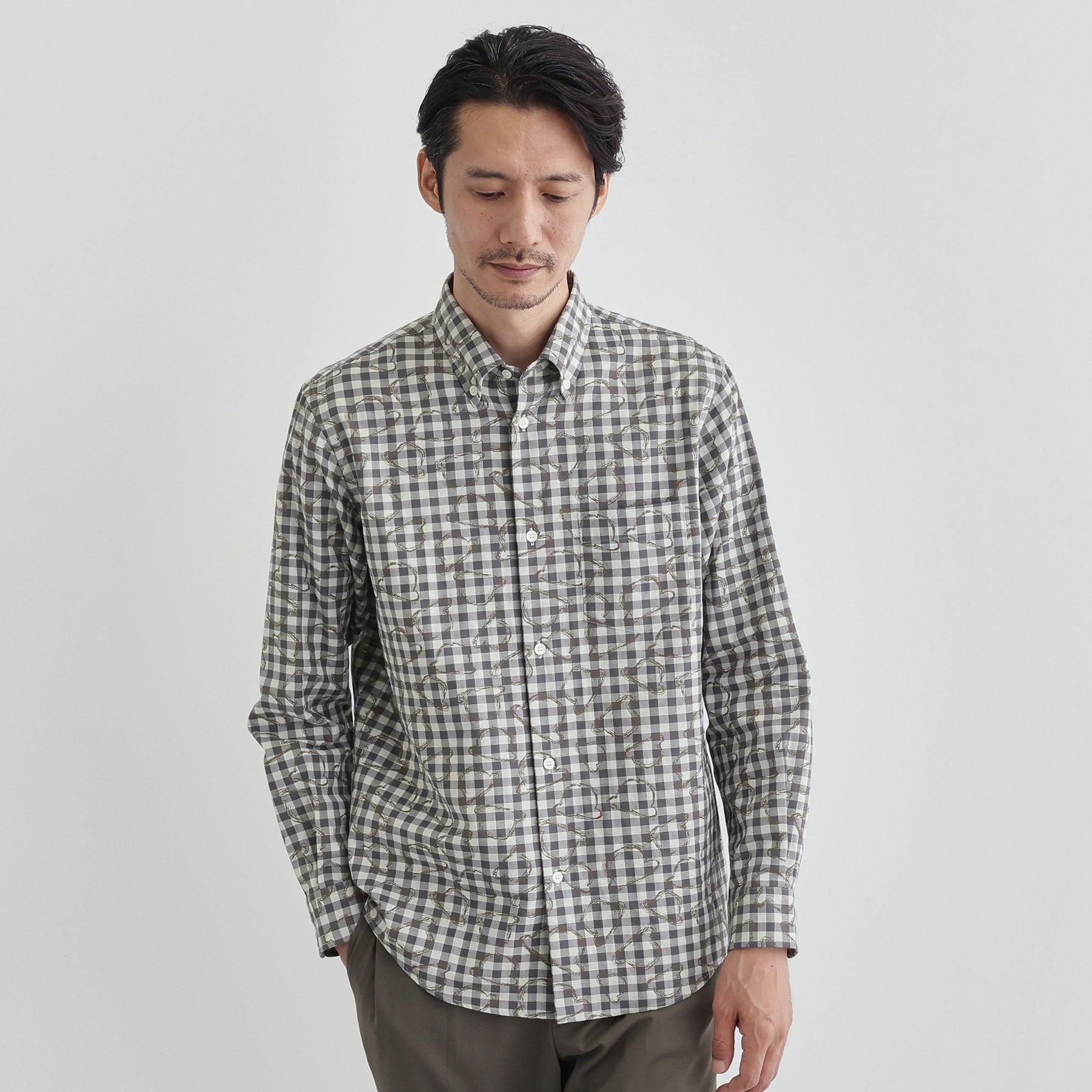 タケオキクチ TAKEO KIKUCHI チェックボーラーガーゼシャツ （ベージュ(252)） ベージュ(252)