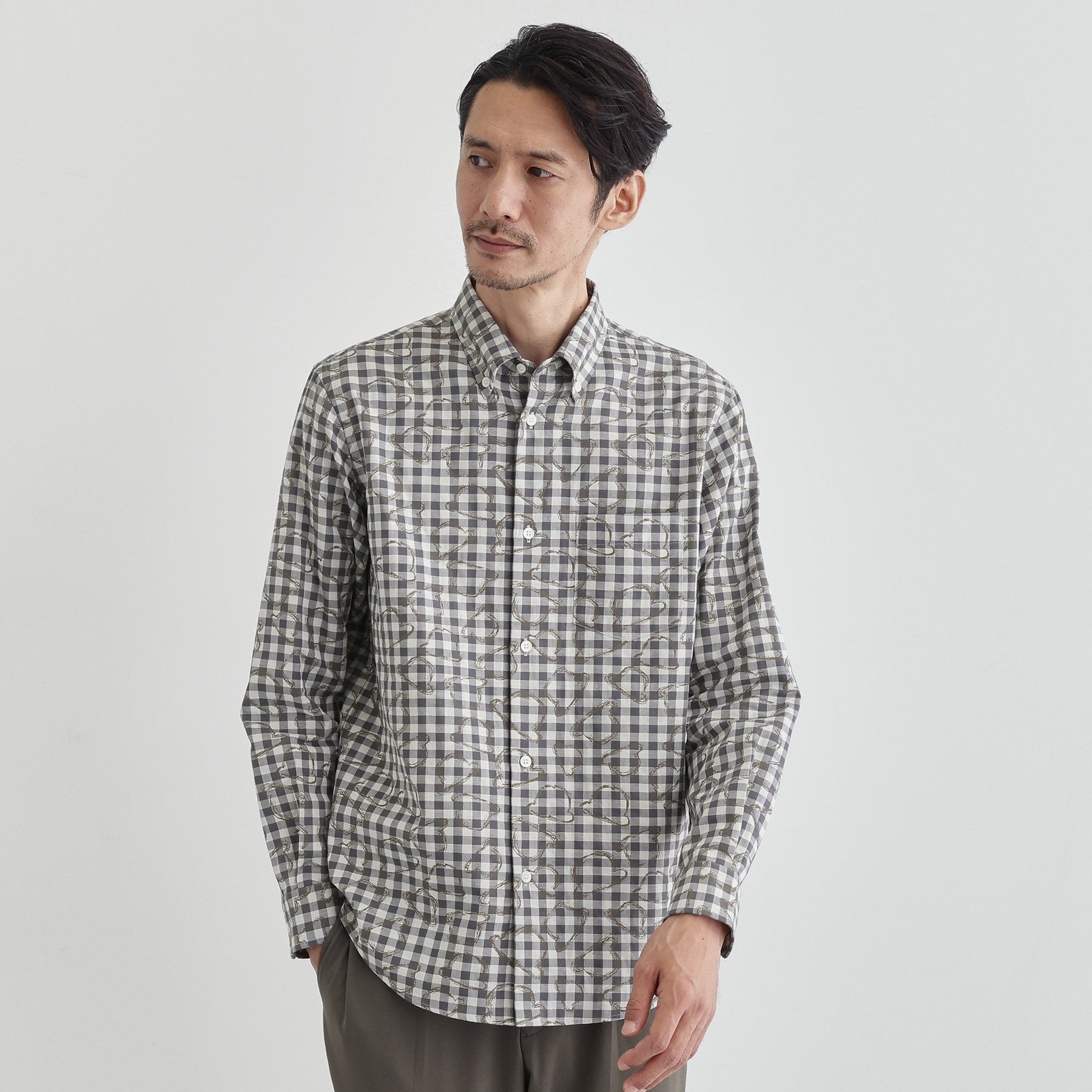 タケオキクチ TAKEO KIKUCHI チェックボーラーガーゼシャツ （ベージュ(252)） ベージュ(252)