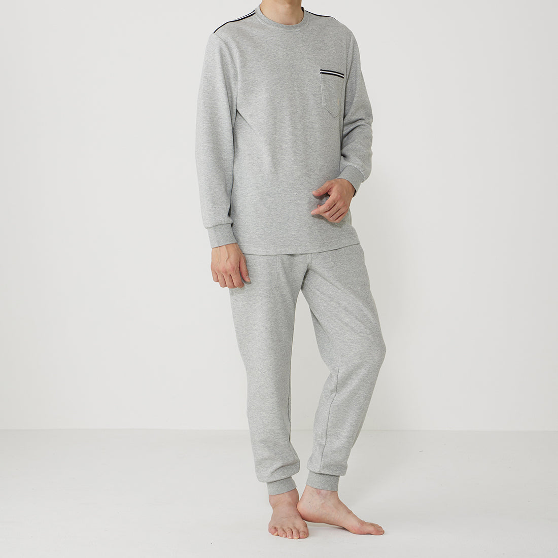 タケオキクチ TAKEO KIKUCHI 長袖クルーネックパジャマ （モクグレー） モクグレー