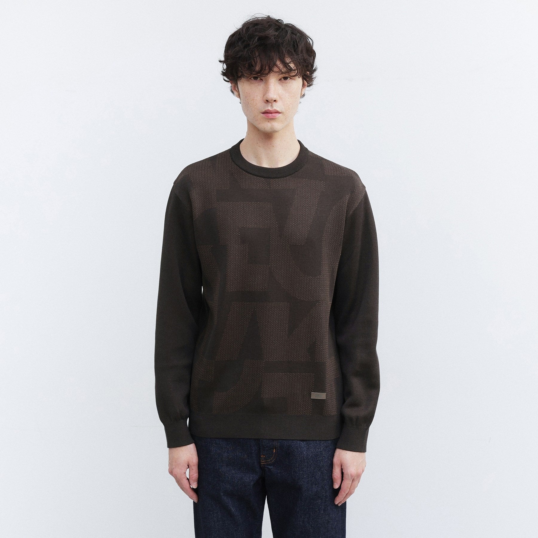 タケオキクチ TAKEO KIKUCHI ダブル ジャカード ニット （ブラウン(444)） ブラウン(444)