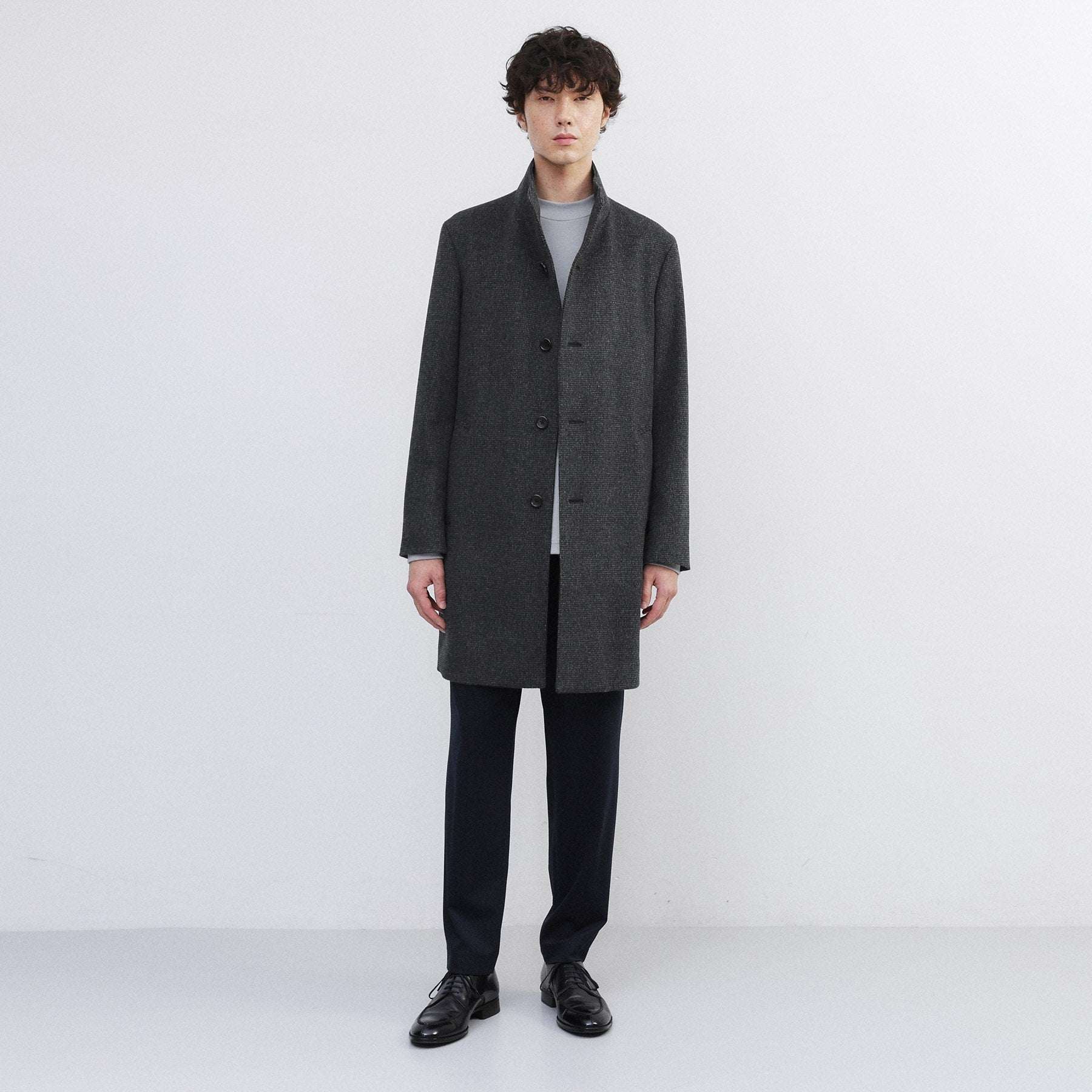 タケオキクチ TAKEO KIKUCHI カシミヤブレンド ビーバー調ピンヘッドスタンドカラーコート （チャコールグレー(514)） チャコールグレー(514)