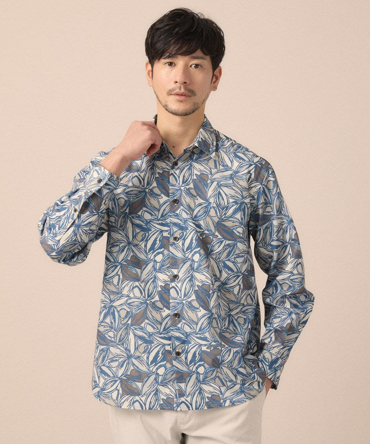 タケオキクチ TAKEO KIKUCHI カカオ柄プリントシャツ （ライトベージュ(151)） ライトベージュ(151)