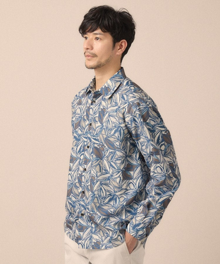 タケオキクチ TAKEO KIKUCHI カカオ柄プリントシャツ （ライトベージュ(151)） ライトベージュ(151)