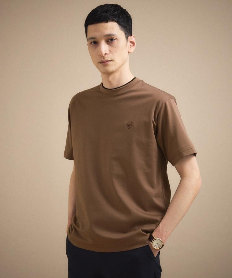 タケオキクチ TAKEO KIKUCHI ワンストローク刺繍 半袖 Tシャツ （ブラウン(044)） ブラウン(044)