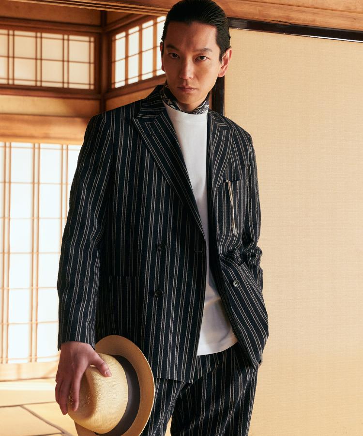 タケオキクチ TAKEO KIKUCHI ◆【BOWLER HAT LABEL】サッカーストライプ Wジャケット （ブルー(393)） ブルー(393)