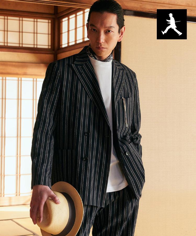 タケオキクチ TAKEO KIKUCHI ◆【BOWLER HAT LABEL】サッカーストライプ Wジャケット （ブルー(393)） ブルー(393)