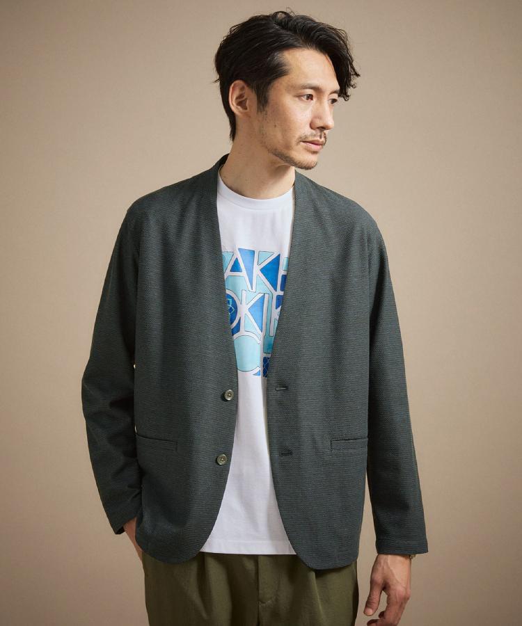 タケオキクチ TAKEO KIKUCHI 【抗菌防臭】バーズアイメッシュノーカラージャケット （ブルー(093)） ブルー(093)