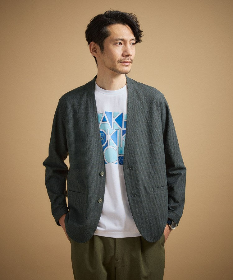 タケオキクチ TAKEO KIKUCHI 【抗菌防臭】バーズアイメッシュノーカラージャケット （ブルー(093)） ブルー(093)