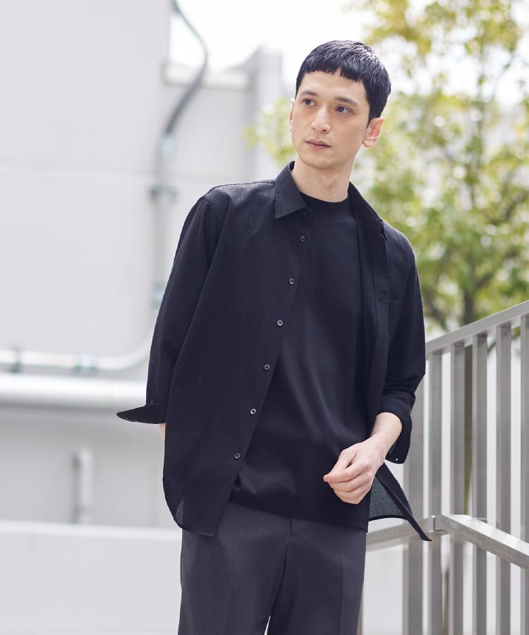 タケオキクチ TAKEO KIKUCHI 【通気性】トリコットサッカー 7分袖シャツ （ミントグリーン(021)） ミントグリーン(021)