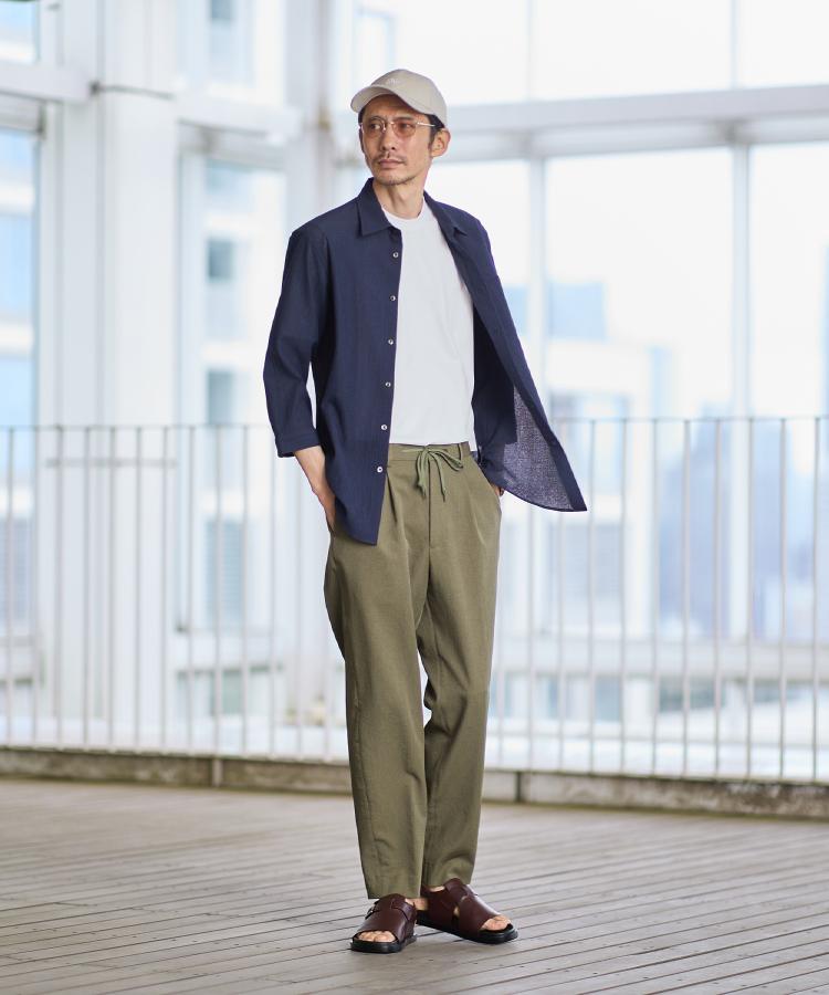 タケオキクチ TAKEO KIKUCHI 【通気性】トリコットサッカー 7分袖シャツ （ミントグリーン(021)） ミントグリーン(021)