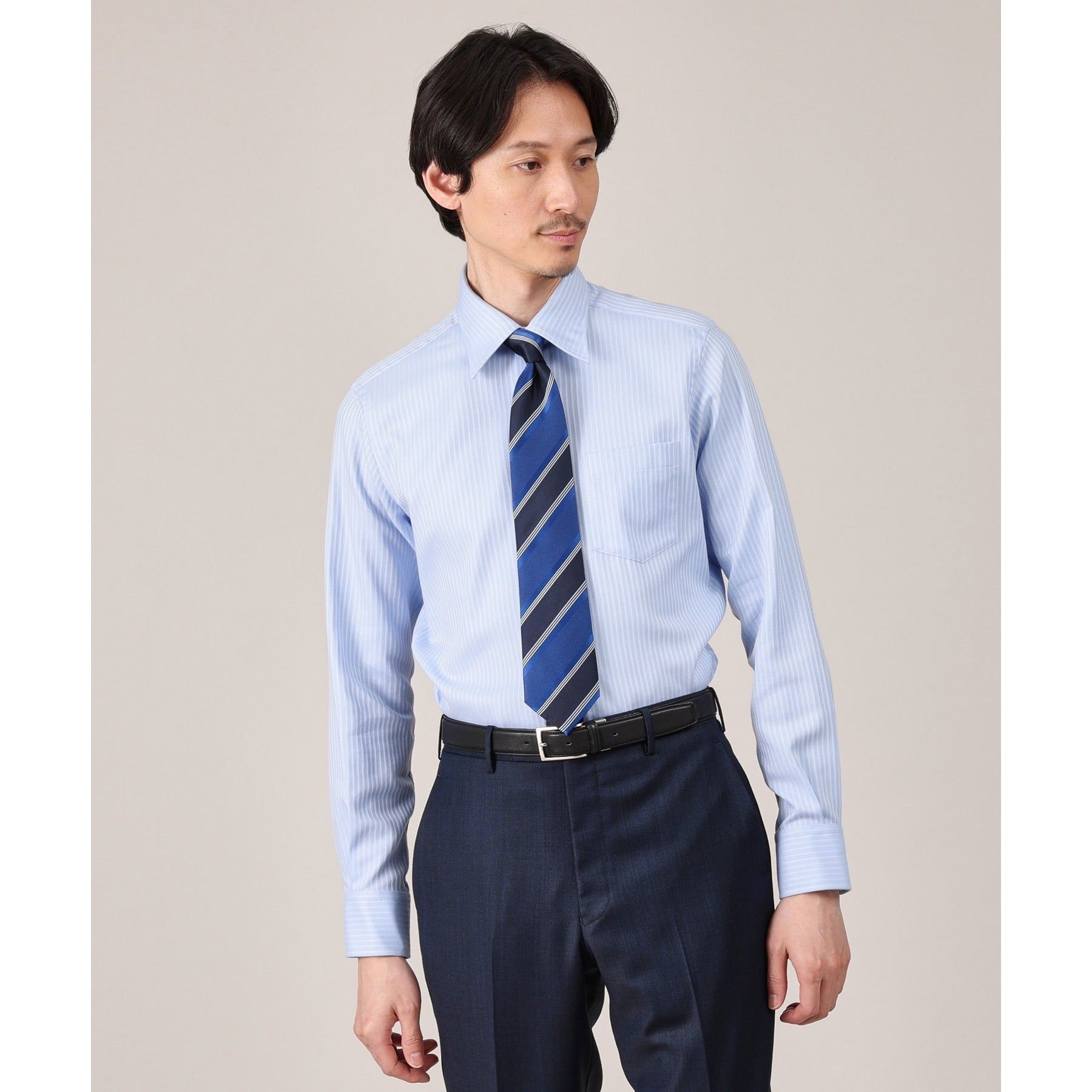 TAKEO KIKUCHI Dobby Stripe Business Shirt