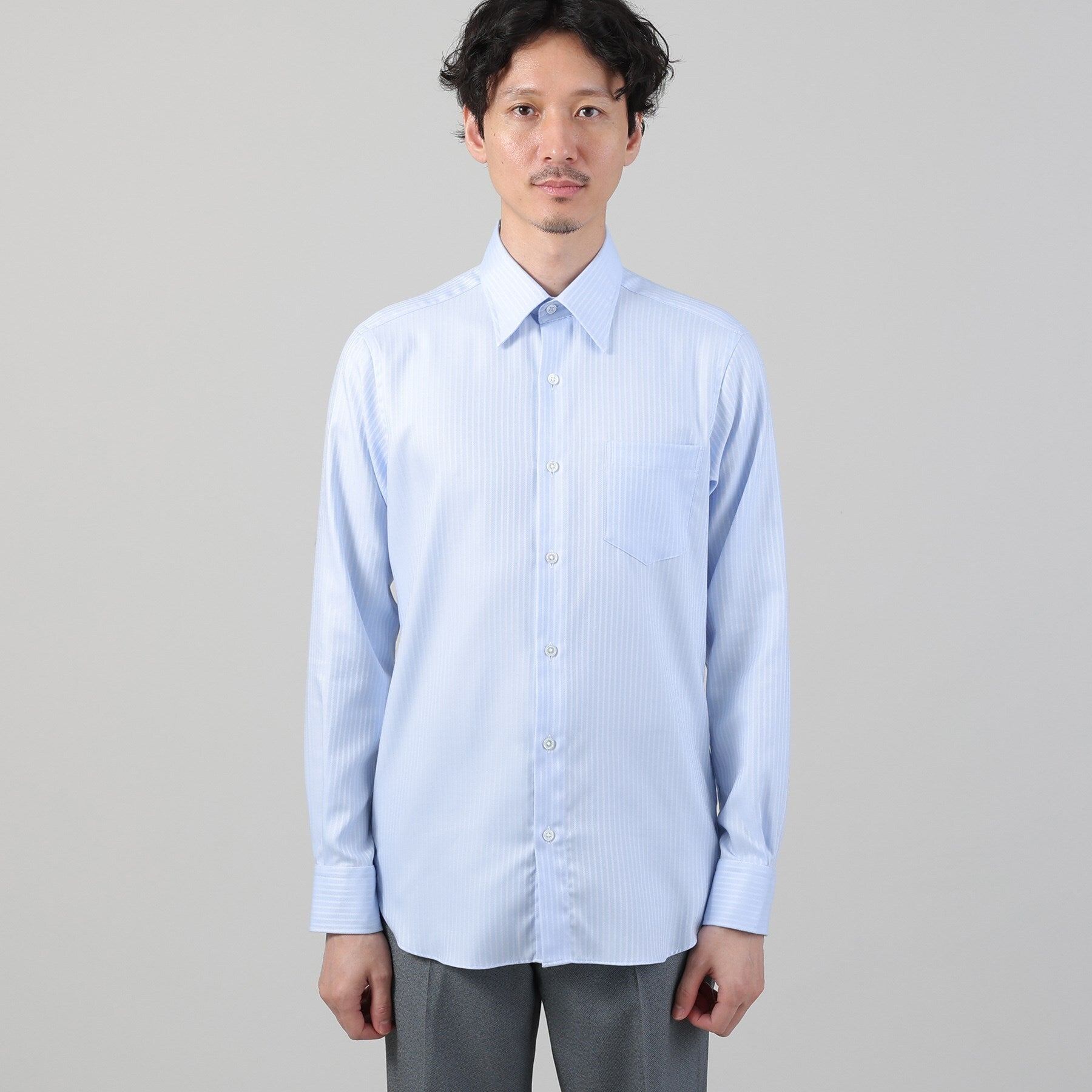 TAKEO KIKUCHI Dobby Stripe Business Shirt
