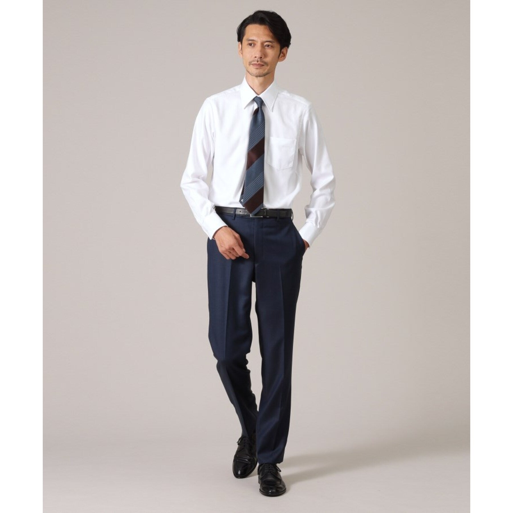 TAKEO KIKUCHI Dobby Stripe Business Shirt