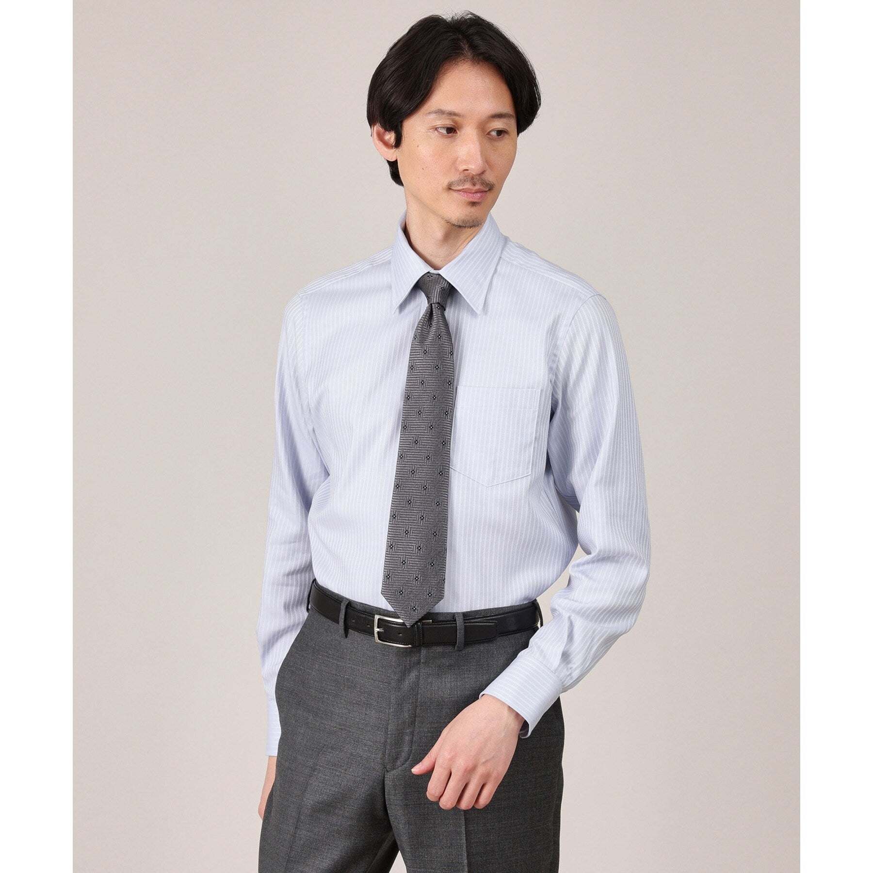 TAKEO KIKUCHI Dobby Stripe Business Shirt