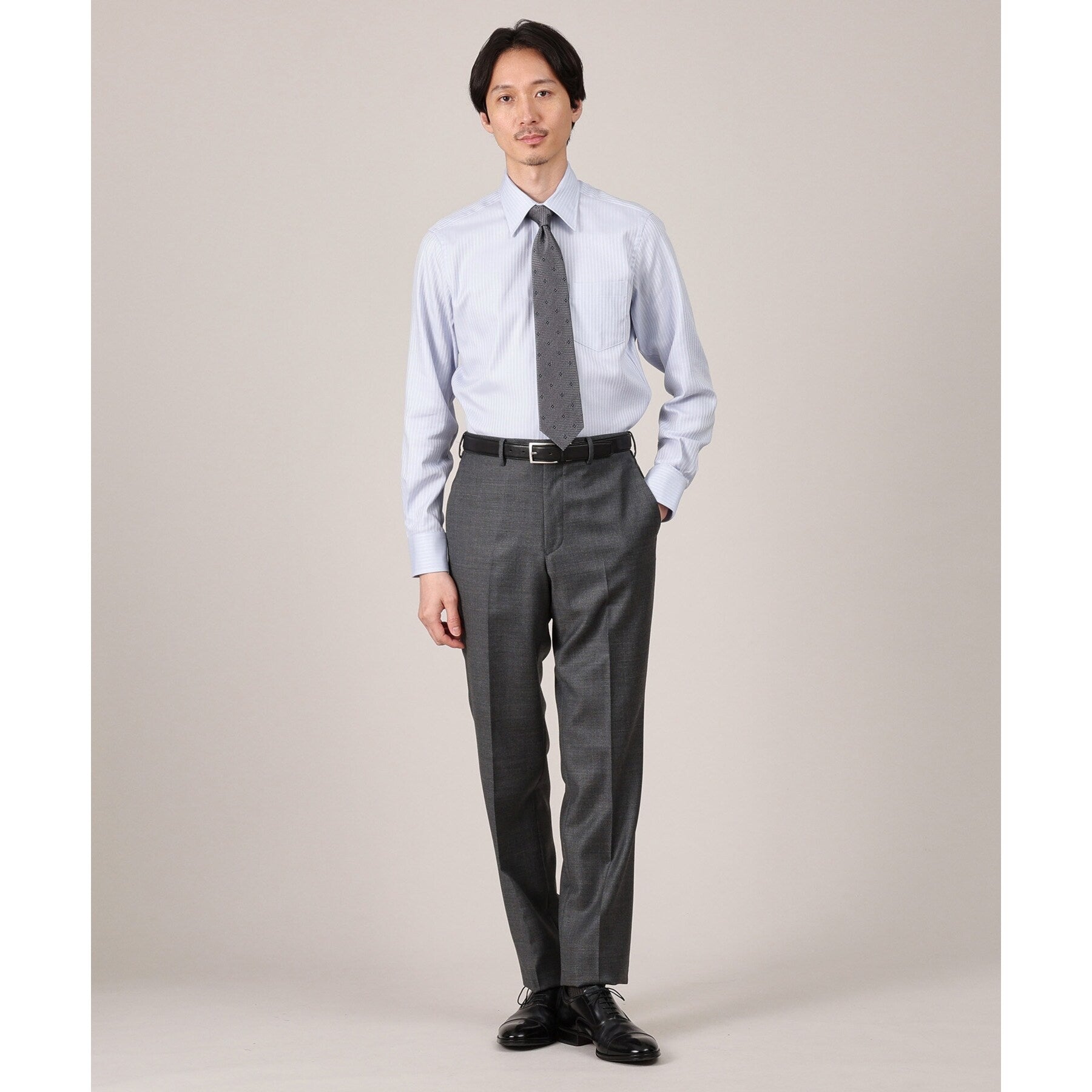 TAKEO KIKUCHI Dobby Stripe Business Shirt