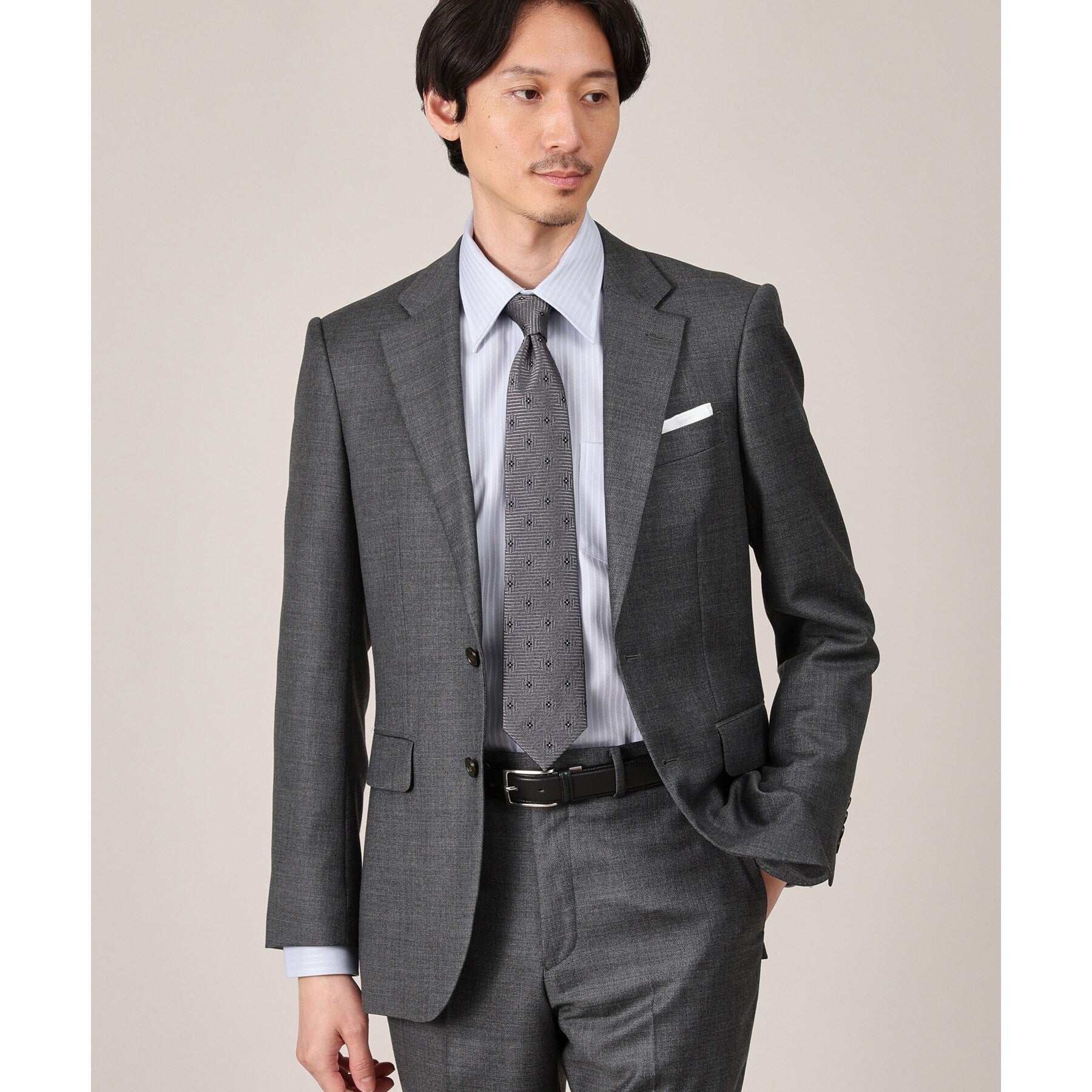 TAKEO KIKUCHI Dobby Stripe Business Shirt
