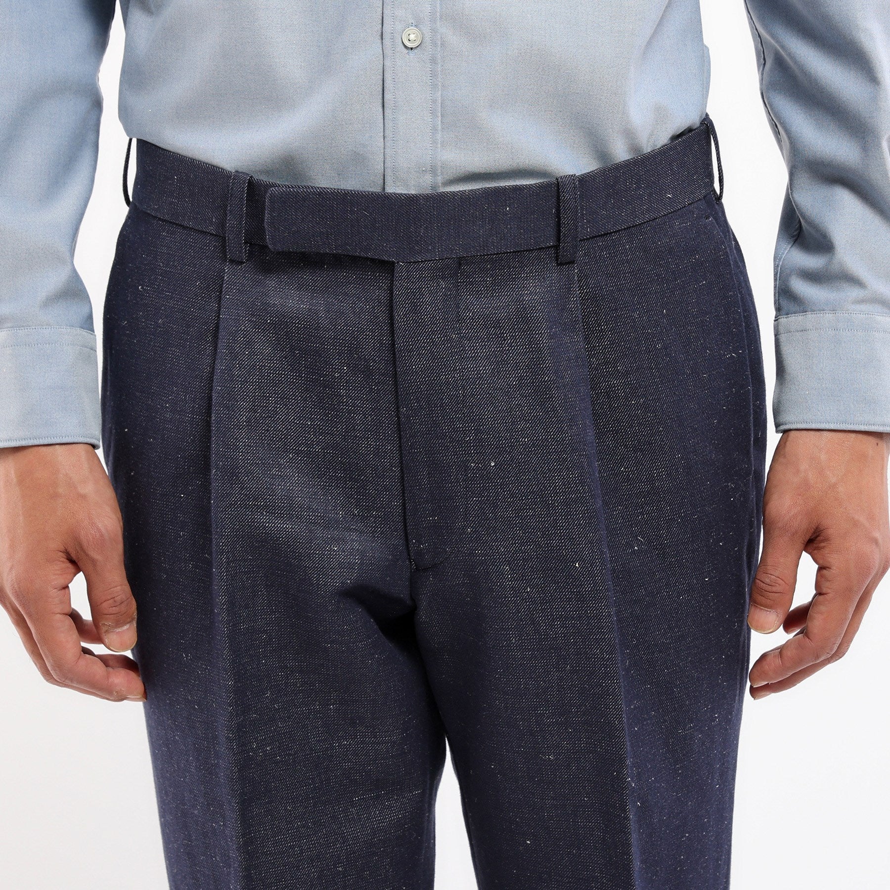TAKEO KIKUCHI [THE FLAGSHIP] Cotton denim one-tuck pants