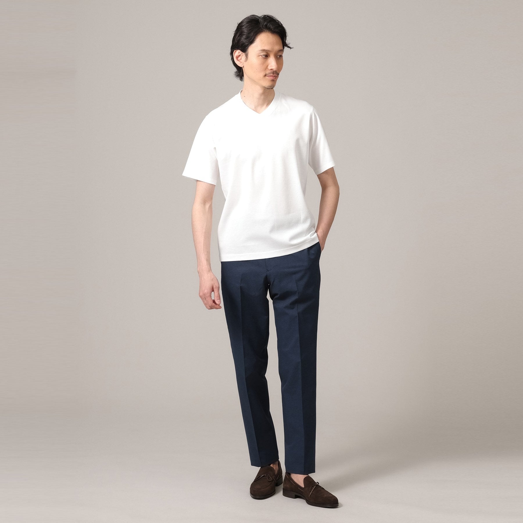 TAKEO KIKUCHI [Antibacterial and deodorant] [S size and up] Jacket inner short sleeve V cut and sew