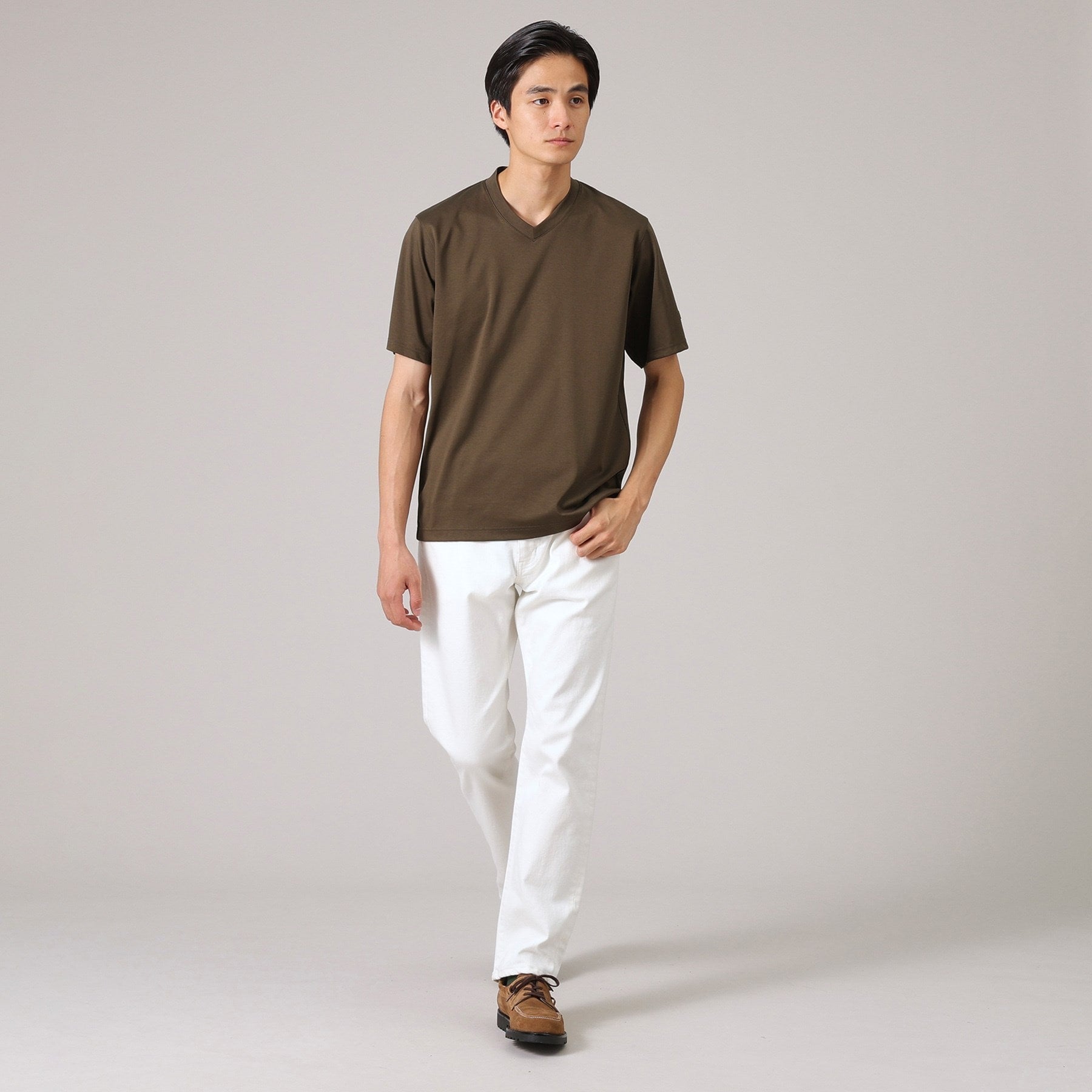 TAKEO KIKUCHI [Antibacterial and deodorant] [S size and up] Jacket inner short sleeve V cut and sew