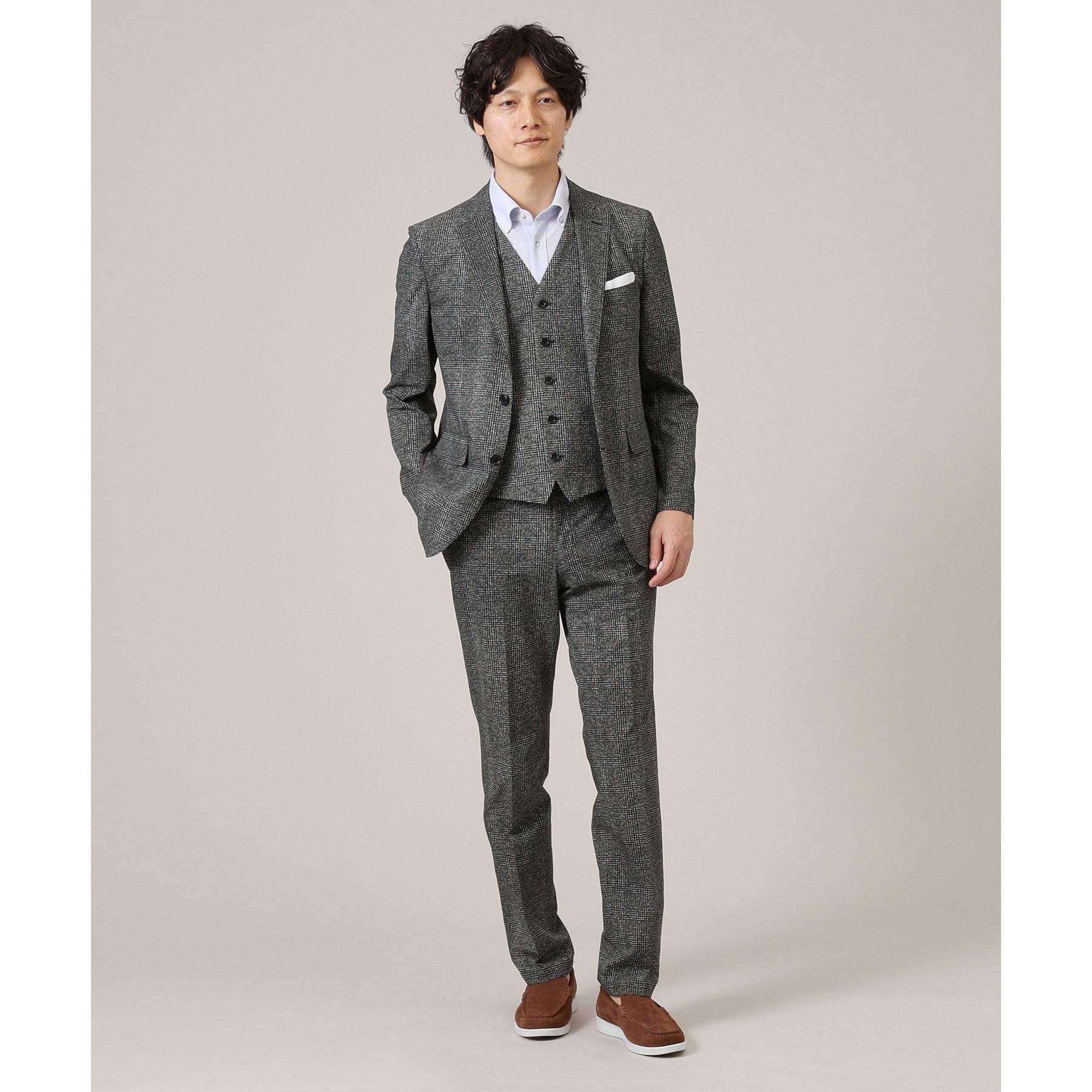 タケオキクチ TAKEO KIKUCHI 【抗菌防臭】 COOL DOTS グレンチェック パンツ