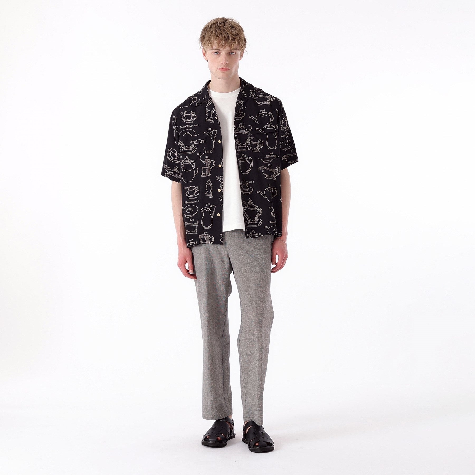 TAKEO KIKUCHI 【THE FLAGSHIP】 Pottery Print Open Collar Shirt