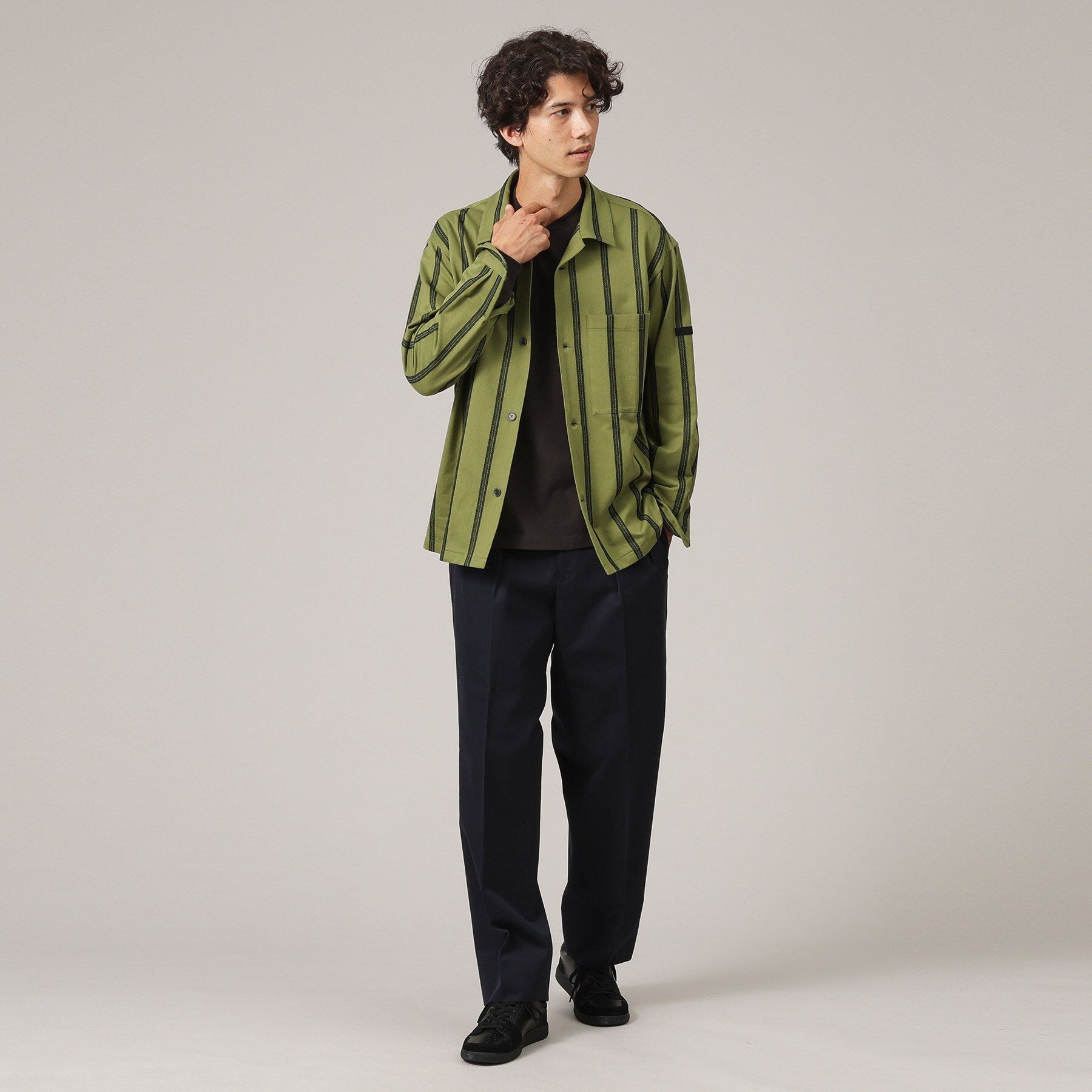 タケオキクチ TAKEO KIKUCHI カラミ ストライプ ジャージー シャツ （アイボリー(304)） アイボリー(304)