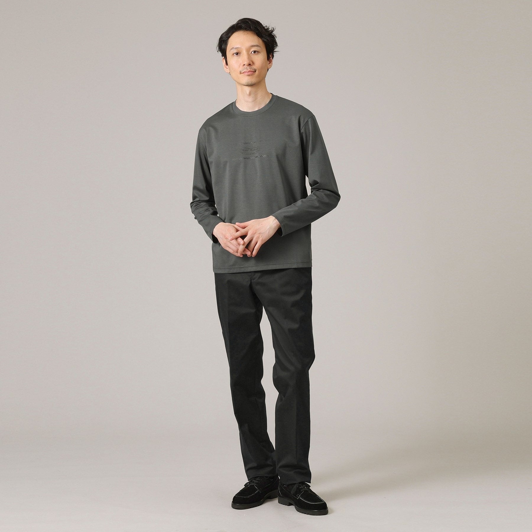 タケオキクチ TAKEO KIKUCHI カリグラフィーロゴ長袖ポンチTシャツ （グレージュ(050)） グレージュ(050)